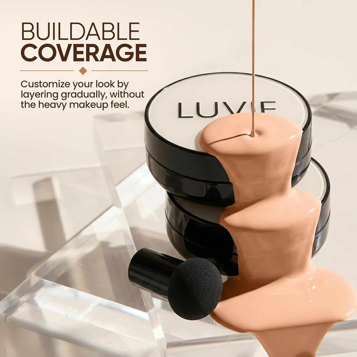 LUVIE Glow Foundation for Mature Skin - Cushion Foundation - IVORY
