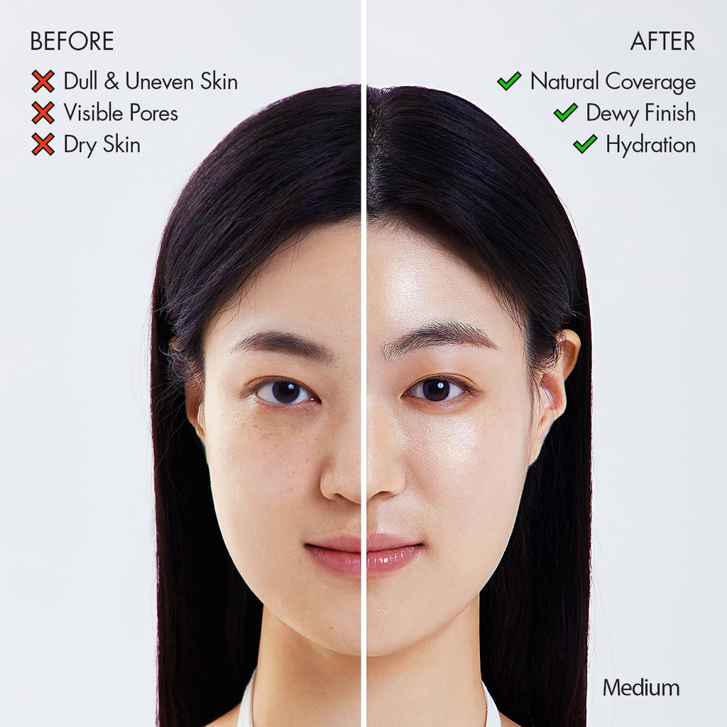AGE20'S Signature Essence Pact SPF 50+ | Pack of 2 | 23 Medium Beige | Cream Foundation, Dewy Finish, Natural Coverage | Korean Cushion Foundation