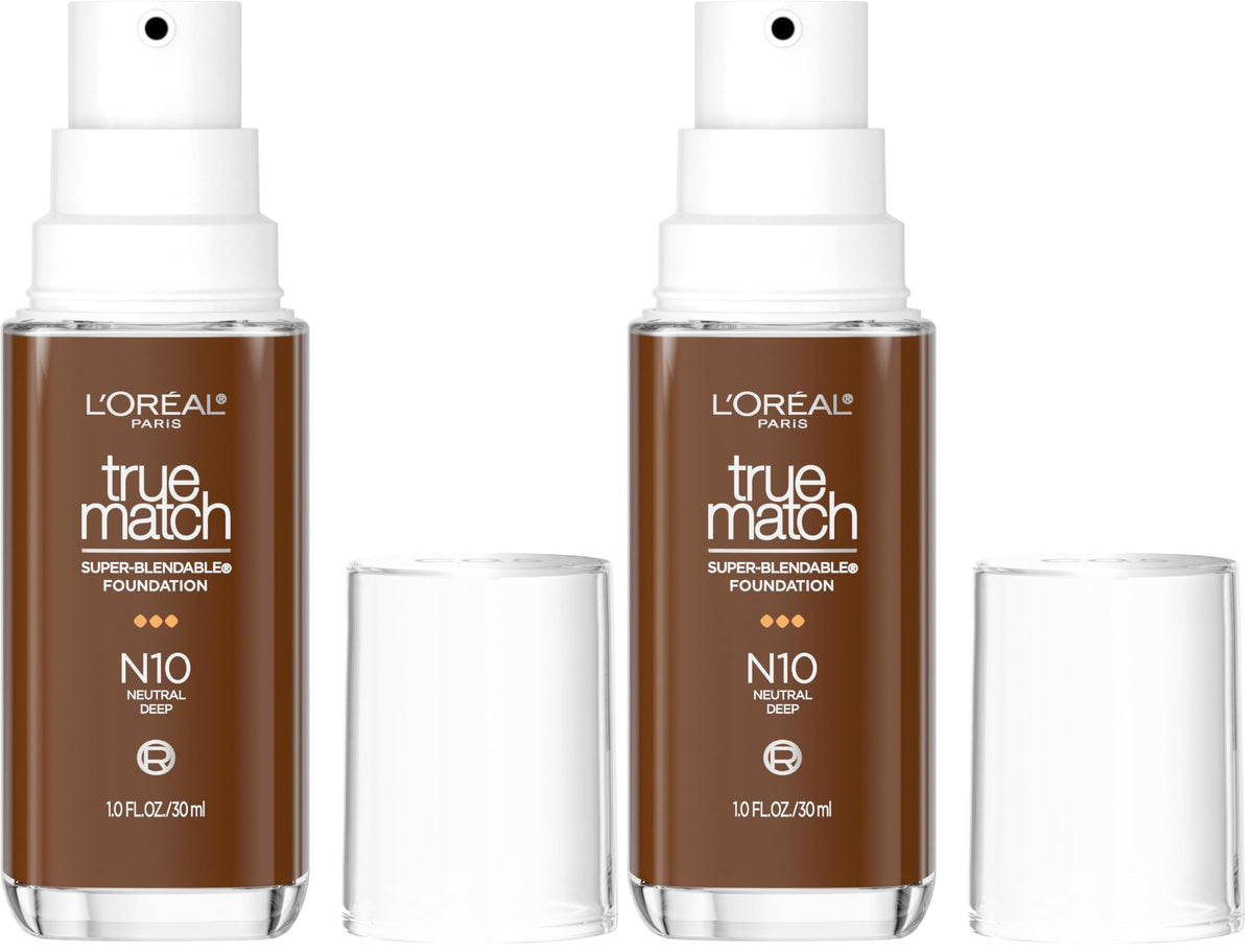 L'Oreal Paris True Match Super-Blendable Foundation, Medium Coverage Liquid Foundation Makeup, N3, Light Medium, 1 Fl Oz