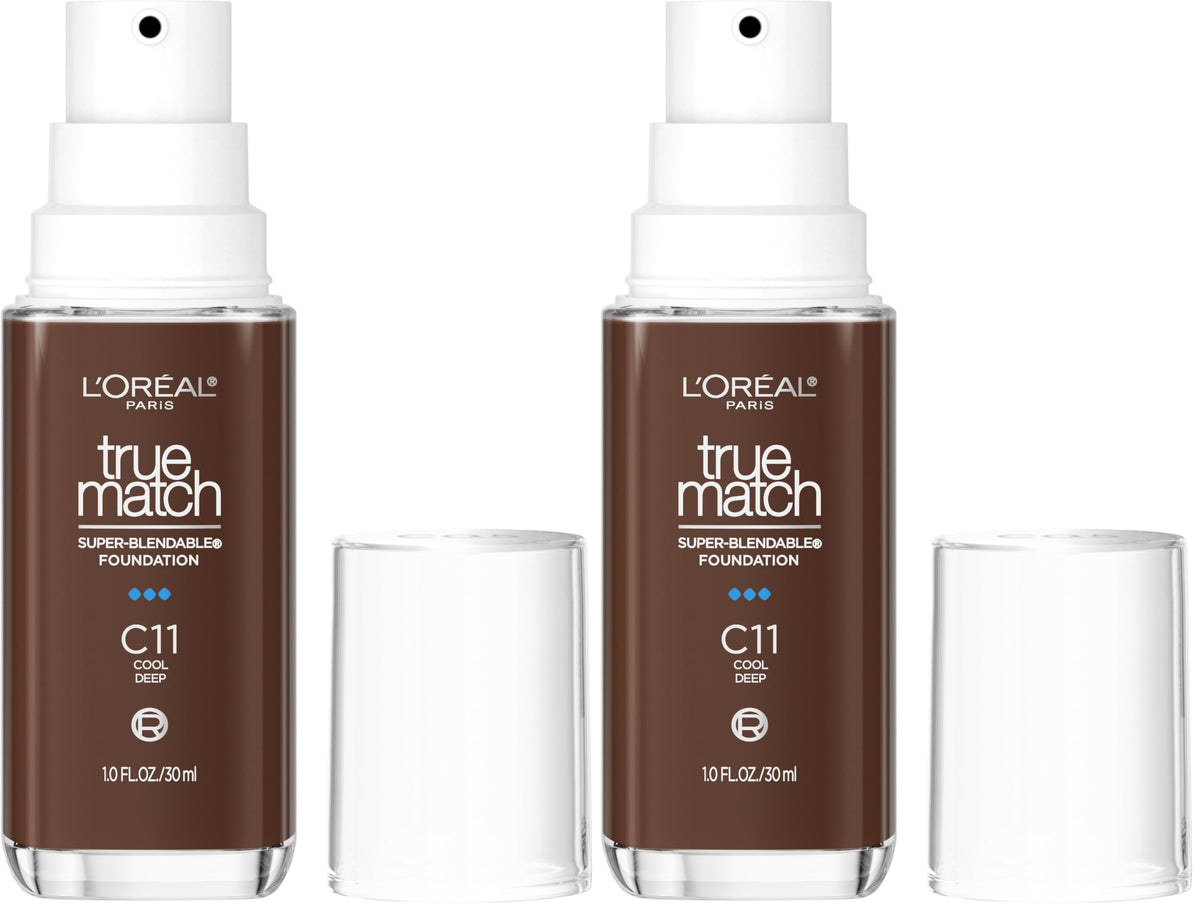 L'Oreal Paris True Match Super-Blendable Foundation, Medium Coverage Liquid Foundation Makeup, C3, Light Medium, 1 Fl Oz