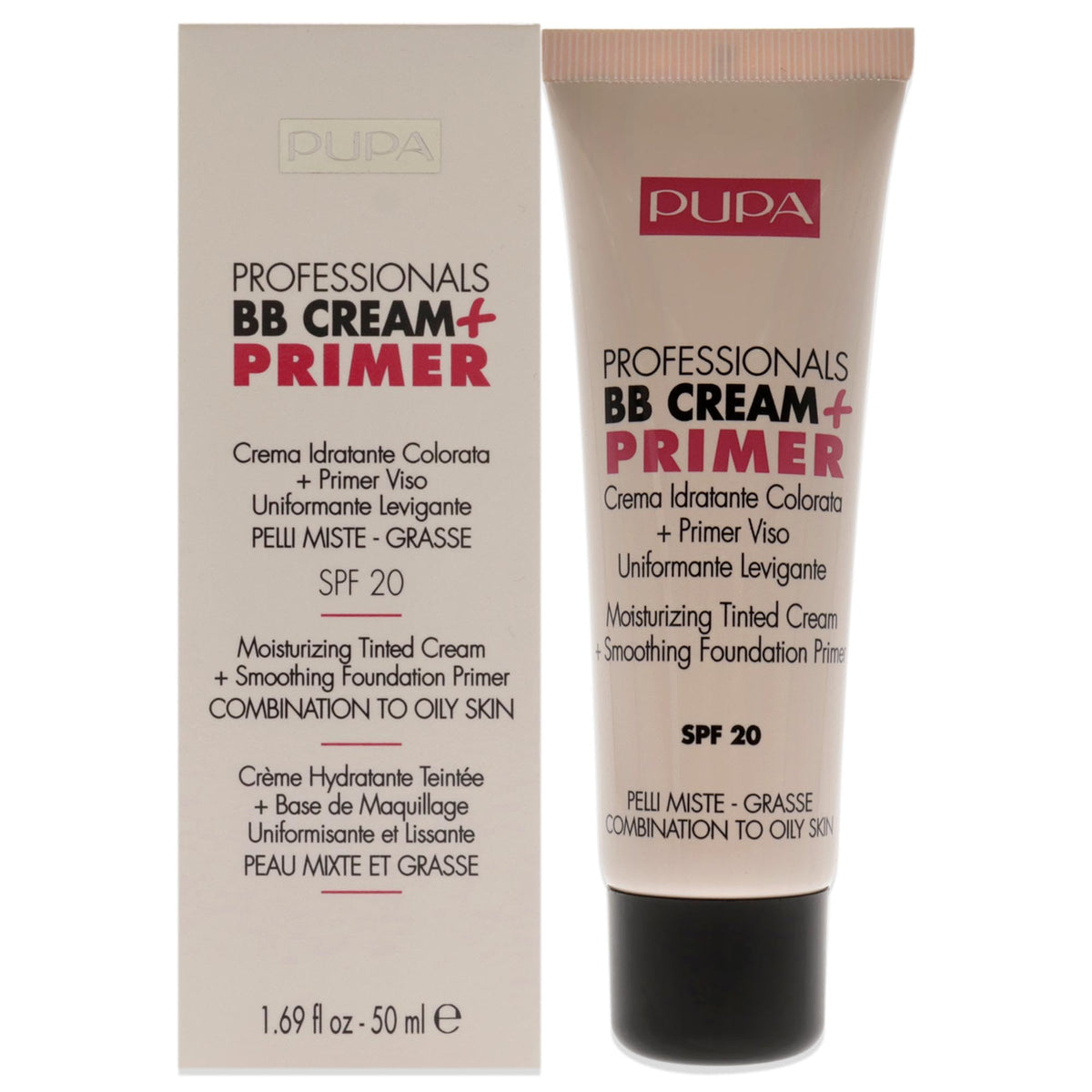 PUPA (Light-Medium) - Milano Professionals BB Cream + Primer, Combination - Oily Skin 50 ml
