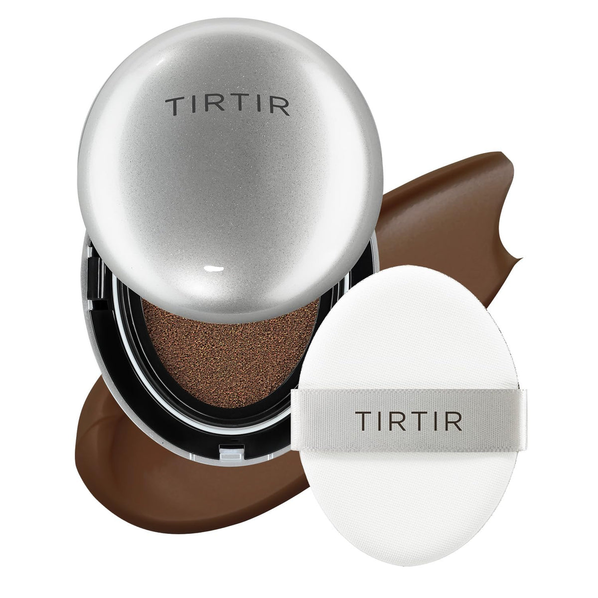 TIRTIR Mask Fit Aura Silver Cushion Foundation | Semi-glow Finish, Natural Coverage, Moisturizing, Lightweight, Korean cushion foundation (#21W Natural Ivory, Full Size, 0.63 Fl Oz)