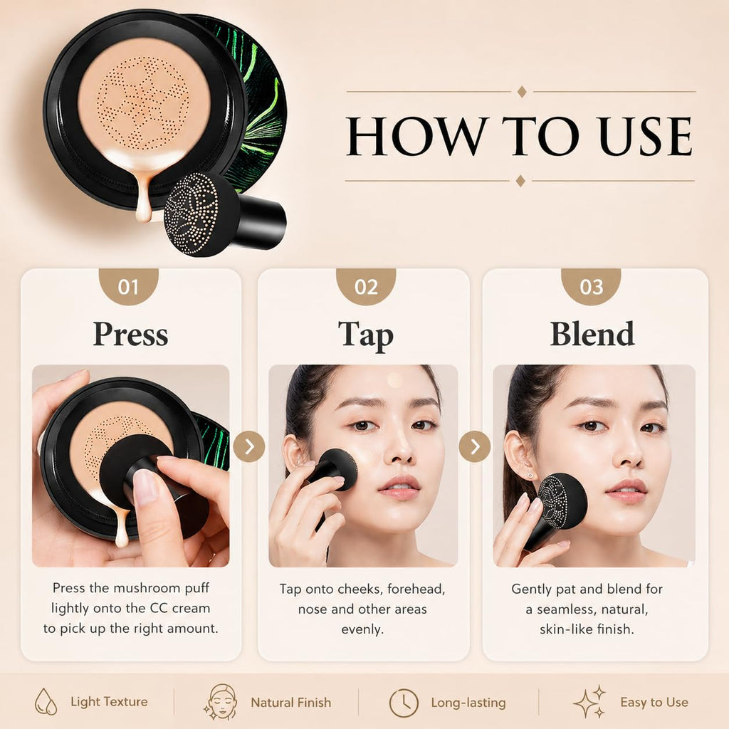 Moisture Air Cushion CC Cream with Mushroom Puff, Natural Color