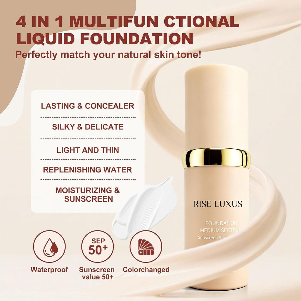 Ultrablend 4 In 1 Foundation, 2025 New Upgrade Match Skin Color Changed Foundation Liquid With Spf 50,Glowing Hydrating, Waterproof for Makeup