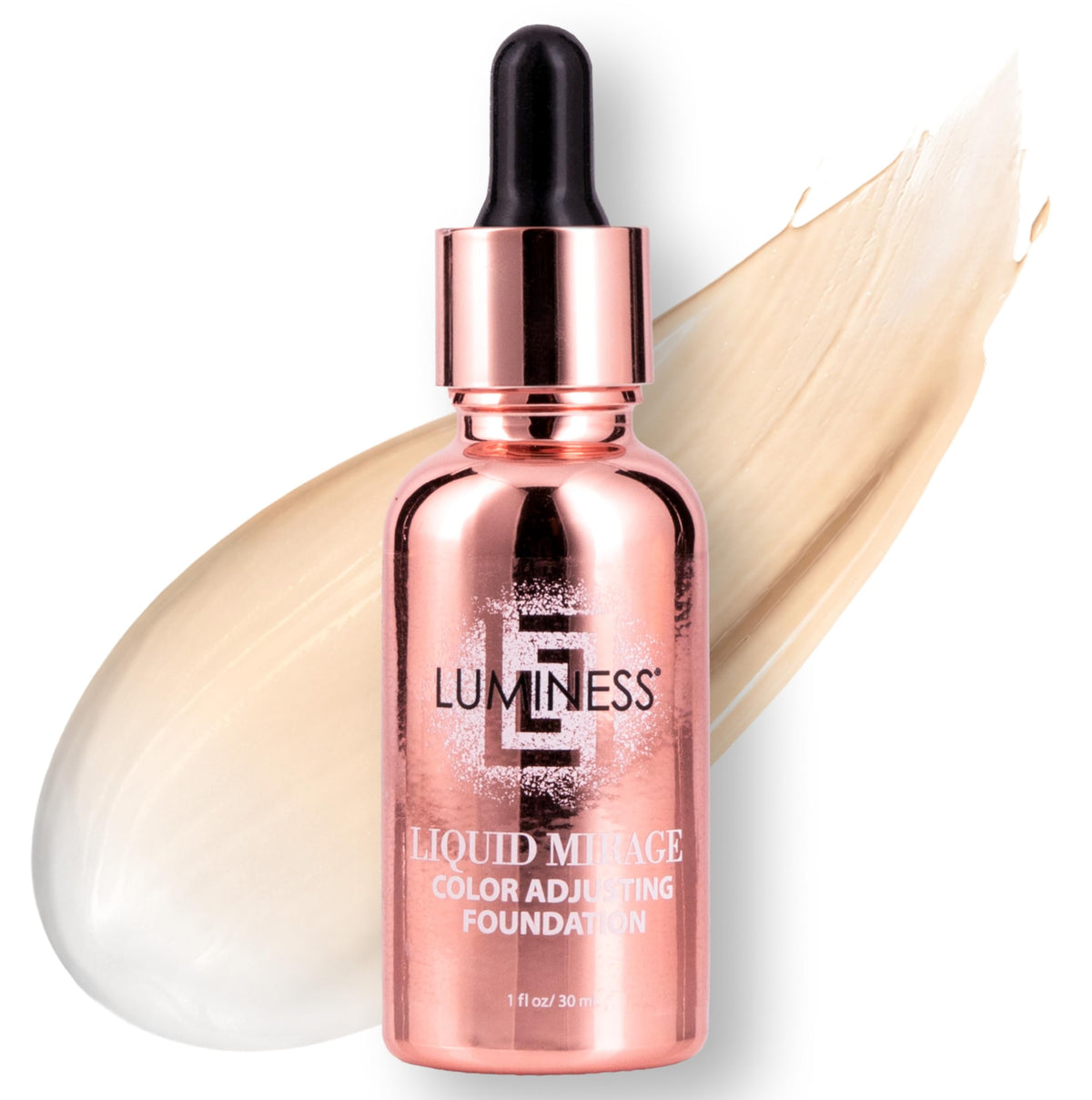 LUMINESS Liquid Mirage Color Changing Foundation for Mature Skin, Skincare-Infused Makeup with Hyaluronic Acid & Vitamin E, Hydrating Liquid Foundation & Concealer Hybrid, Hypoallergenic (Medium)