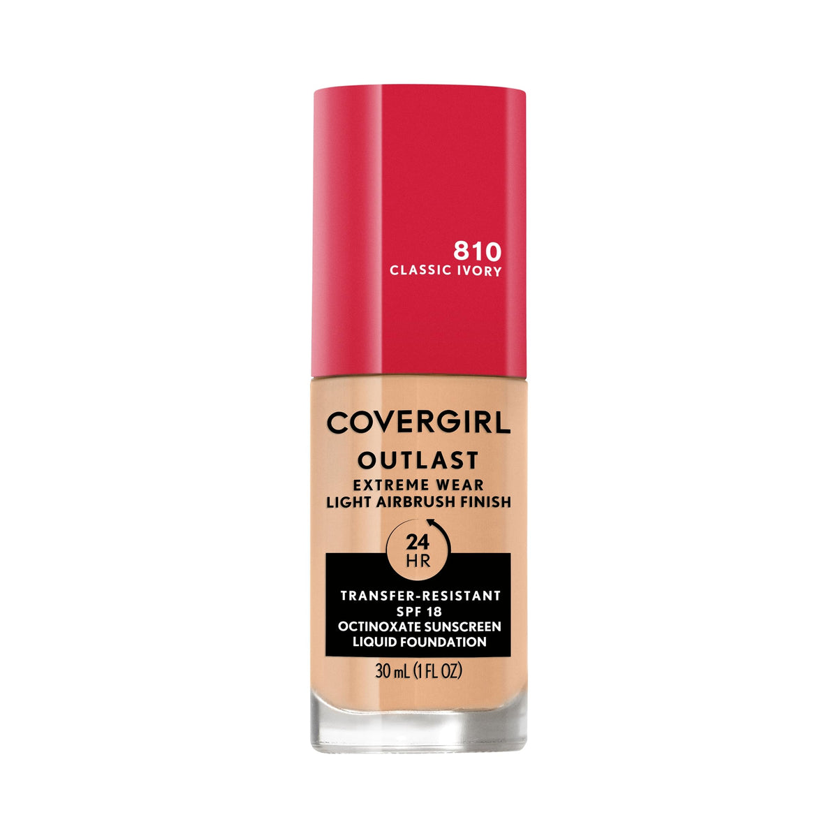 Covergirl Outlast Extreme Wear 3-in-1 Full Coverage Liquid Foundation, SPF 18 Sunscreen, Ivory, 1 Fl. Oz.