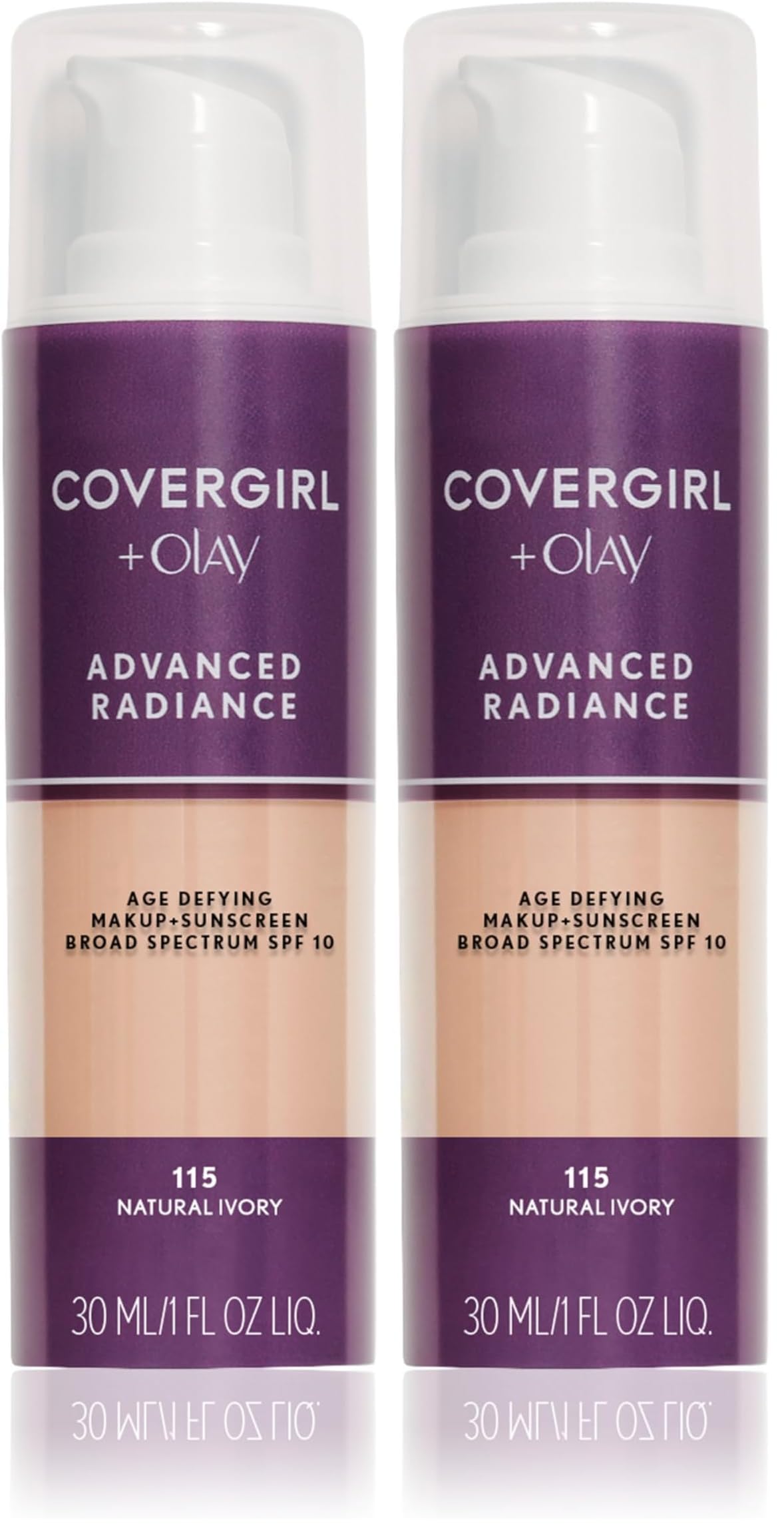 COVERGIRL Advanced Radiance Age-Defying Liquid Foundation Makeup | Anti-Aging, Age-Defying Formula, Buildable Coverage (Packaging May Vary) | 110 Classic Ivory | 1 fl oz (Pack of 1)