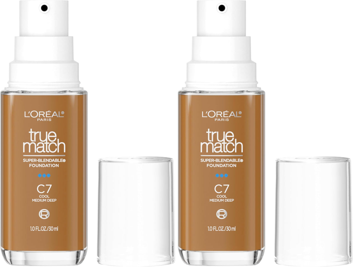 L'Oreal Paris True Match Super-Blendable Foundation, Medium Coverage Liquid Foundation Makeup, N3, Light Medium, 1 Fl Oz