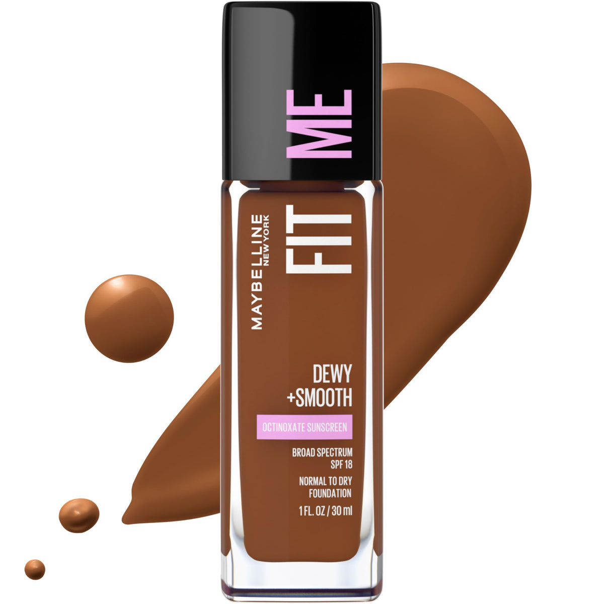 Maybelline Fit Me Dewy + Smooth Liquid Foundation Makeup, Classic Ivory, 1 Count (Packaging May Vary)