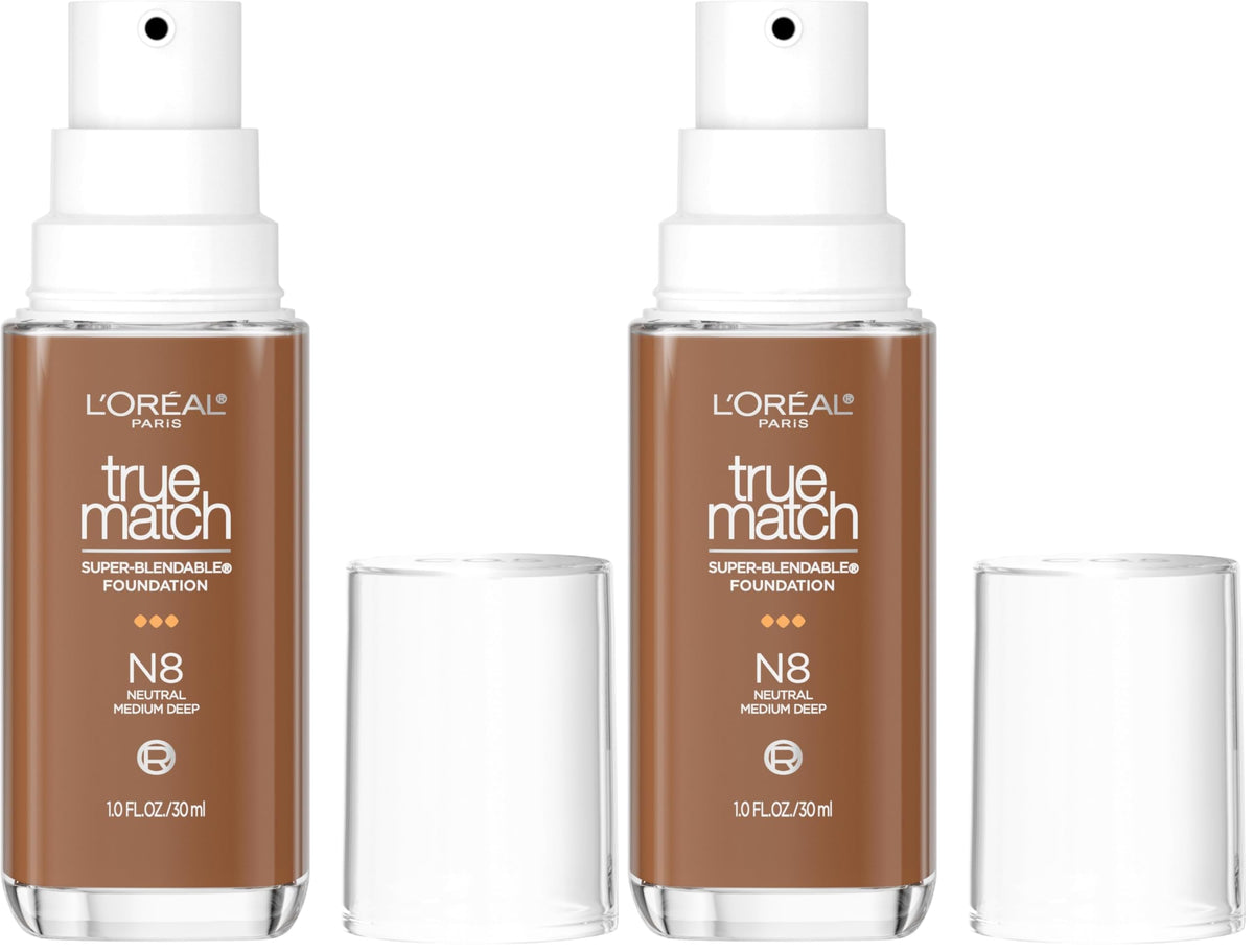 L'Oreal Paris True Match Super-Blendable Foundation, Medium Coverage Liquid Foundation Makeup, N3, Light Medium, 1 Fl Oz