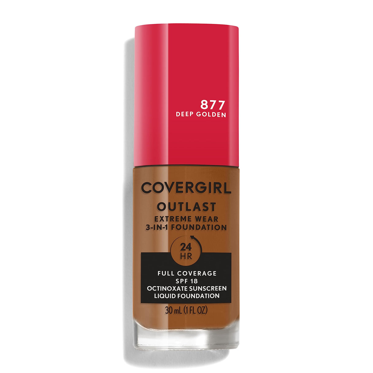 Covergirl Outlast Extreme Wear 3-in-1 Full Coverage Liquid Foundation, SPF 18 Sunscreen, Ivory, 1 Fl. Oz.