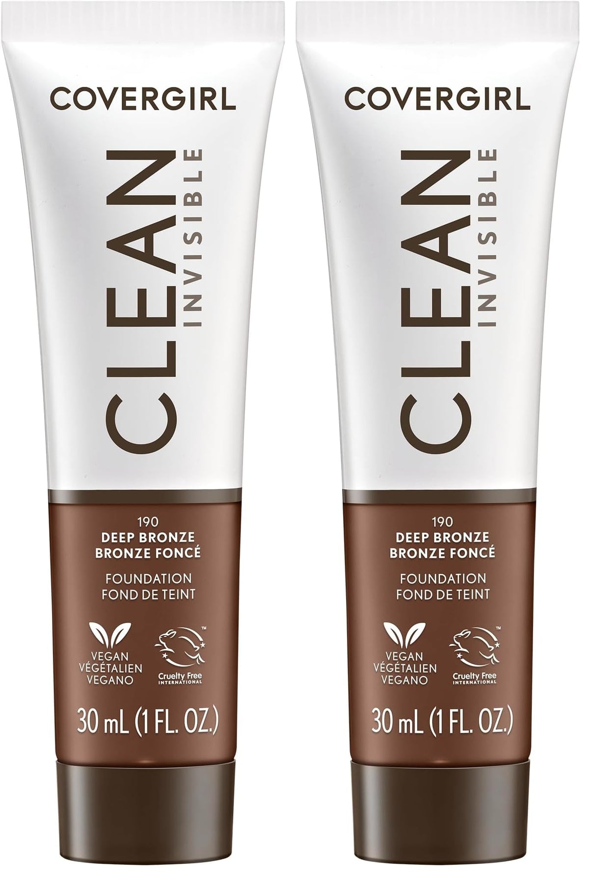 COVERGIRL Clean Invisible Foundation Makeup, Dewy & Glowy Finish, Buildable Coverage, Skin-Like Smooth Look, Vegan, Creamy Natural, 1oz