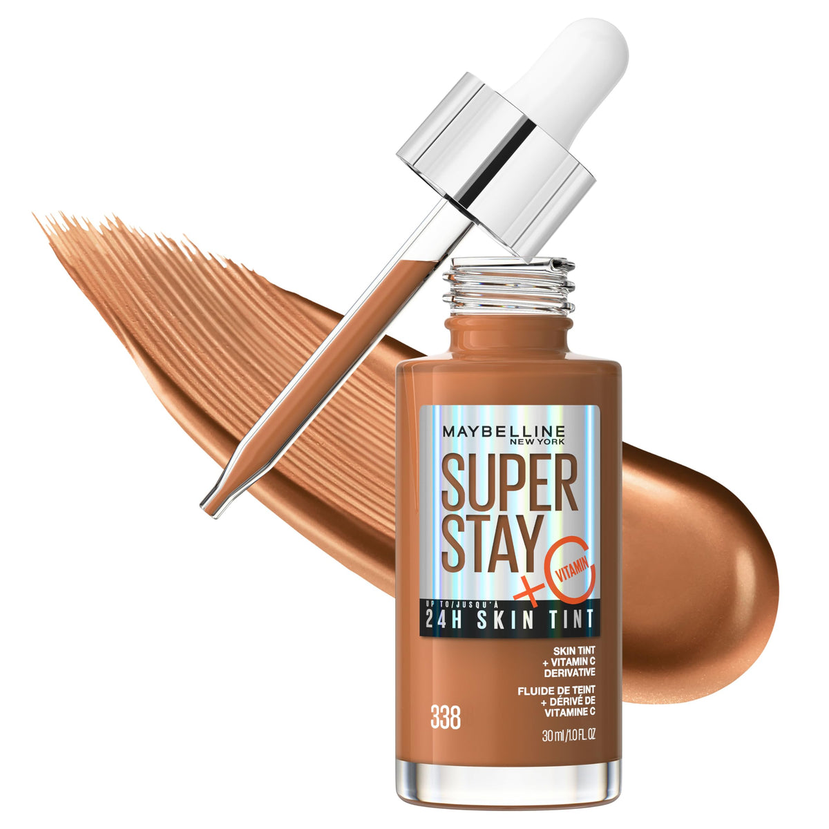 Maybelline Super Stay Up to 24HR Skin Tint, Radiant Light-to-Medium Coverage Foundation, Makeup Infused With Vitamin C, 118, 1 Count