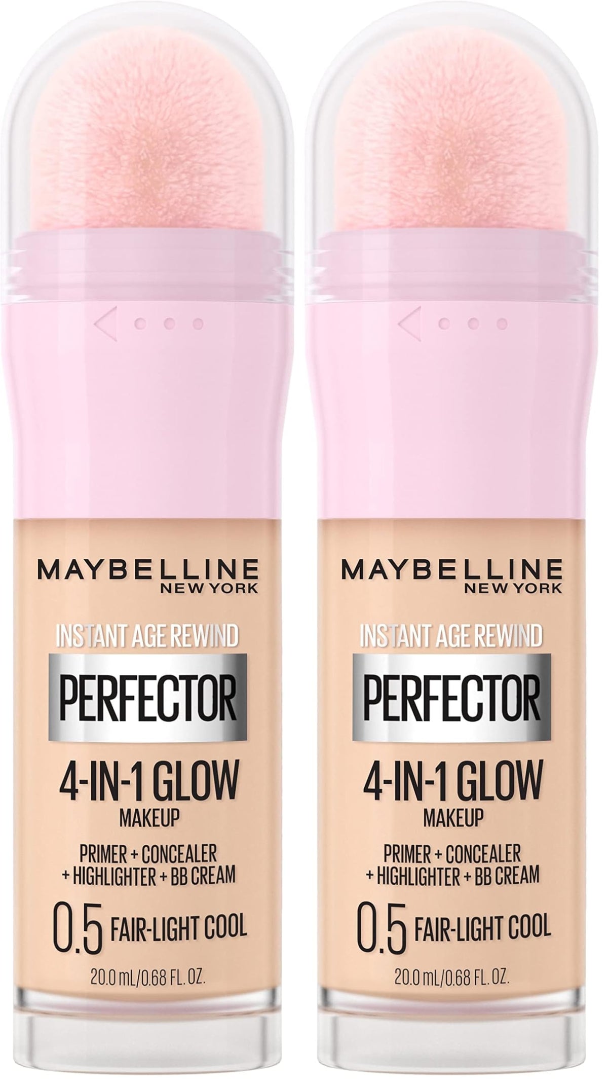 Maybelline New York Instant Age Rewind Instant Perfector 4-In-1 Glow Makeup - Primer, Concealer, Highlighter and BB Cream in 1, Fair/Light, 0.68 fl oz