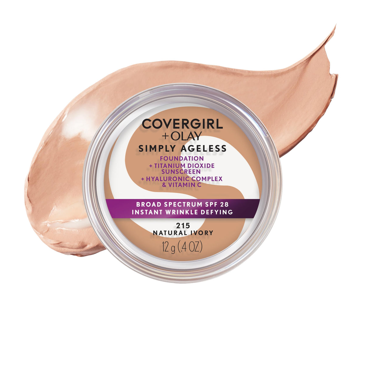COVERGIRL & Olay Simply Ageless Instant Wrinkle-Defying Foundation, Creamy Natural 0.44 Fl Oz (Pack of 1)