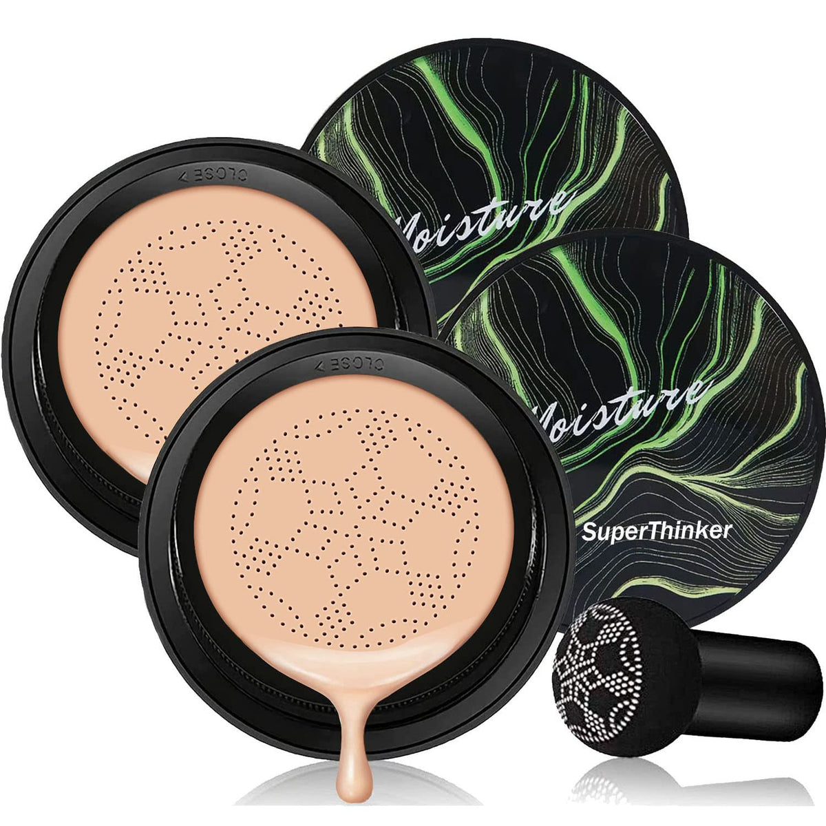 Cushion Foundation Concealer for Women, Face Makeup Air Cushion CC Cream Foundation for Mature Skin, Even Skin Tone, Tattoo Cover Up CC Cream Create A Lightweight Natural-looking Base (Natural)