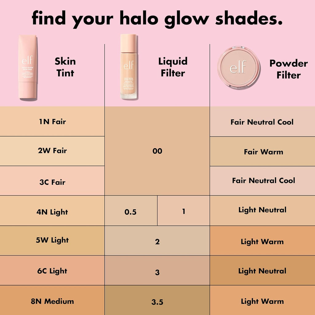 e.l.f. Halo Glow Liquid Filter, Hydrating Complexion Boost, 2 Fair/Light