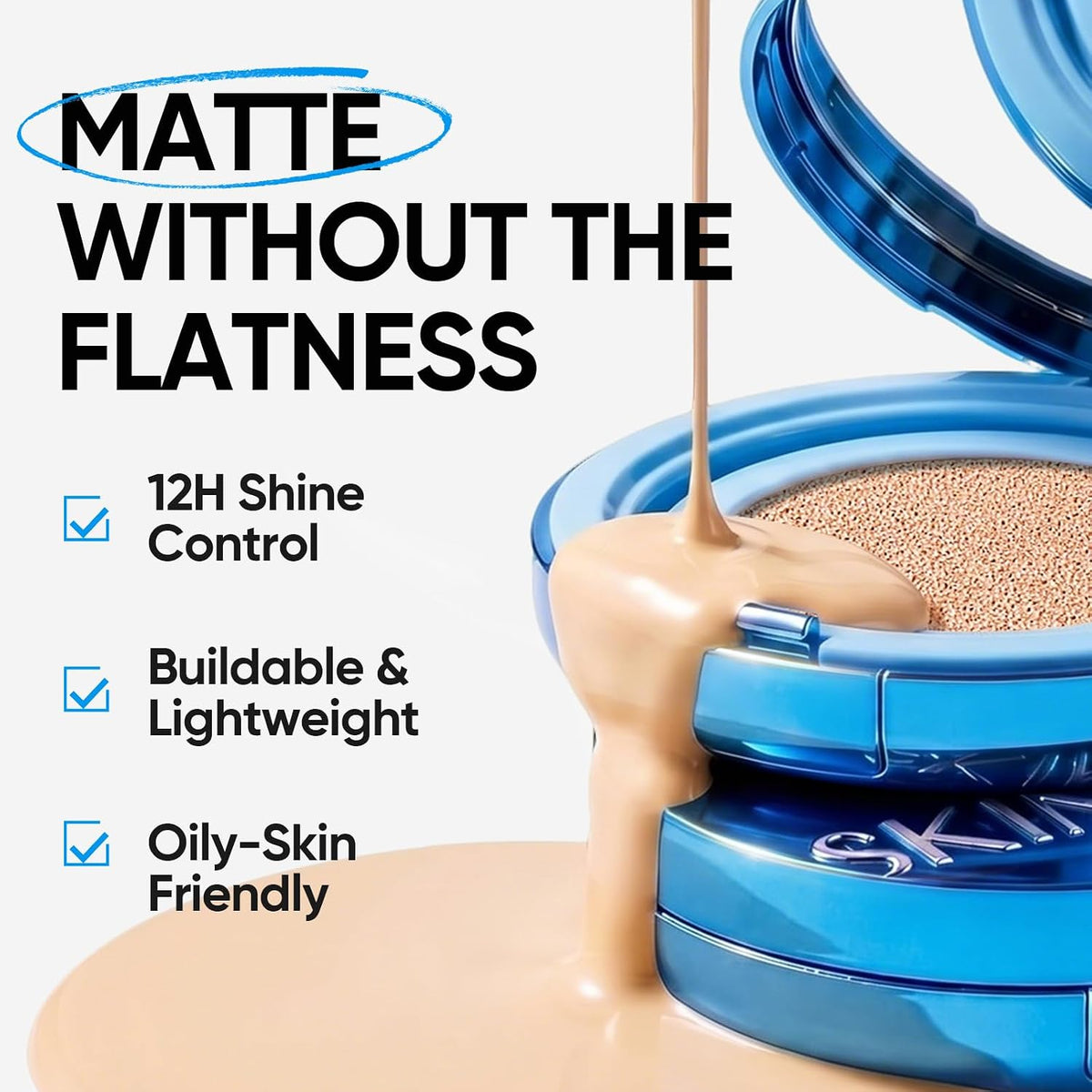 SKINTIFIC Velvet Matte Cushion Foundation Blue #02 Ivory