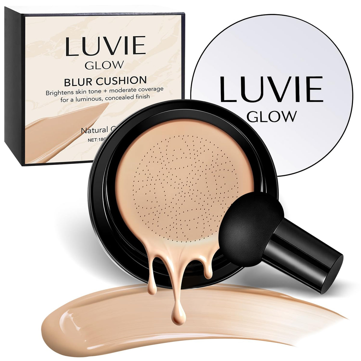 Ideal for Light/Medium Complexions-Makeup Foundation, Mushroom Head Air Cushion-CC Cream For Mature Women,Coverage for All Skin Types,Makeup BB Cream(Natural)