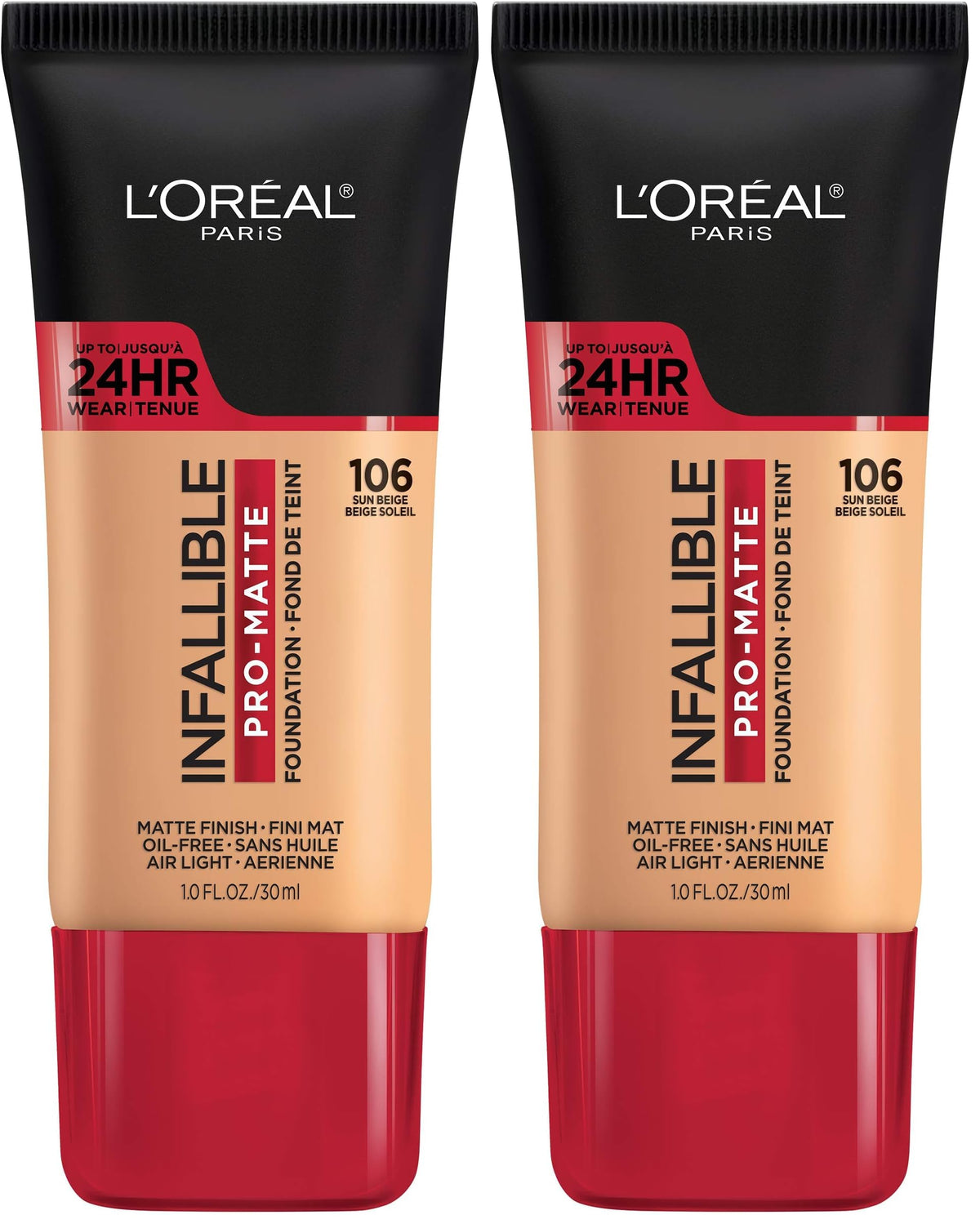 L'Oreal Paris Cosmetics Makeup Infallible Pro-Matte Liquid Longwear Foundation, Shell Beige, 1 fl oz.