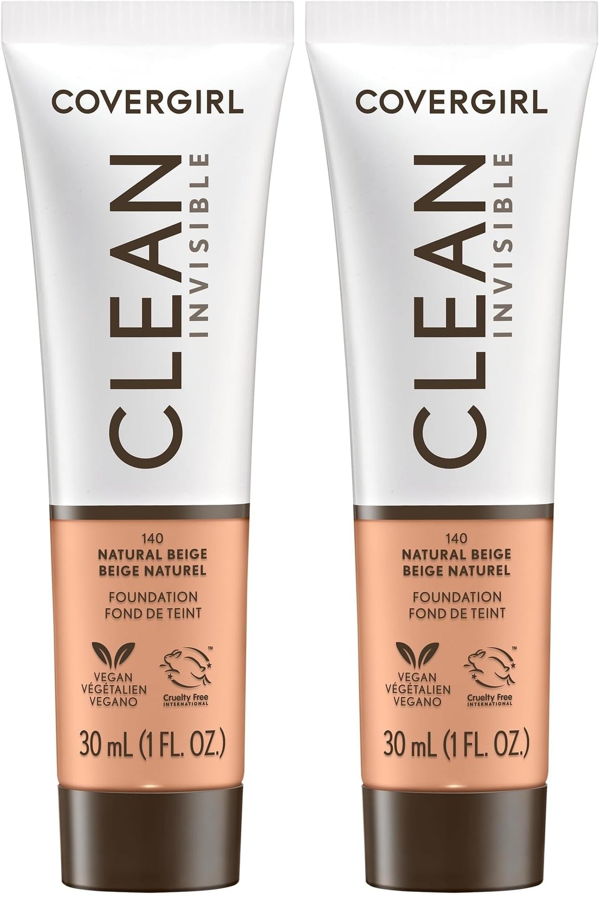 COVERGIRL Clean Invisible Foundation Makeup, Dewy & Glowy Finish, Buildable Coverage, Skin-Like Smooth Look, Vegan, Creamy Natural, 1oz