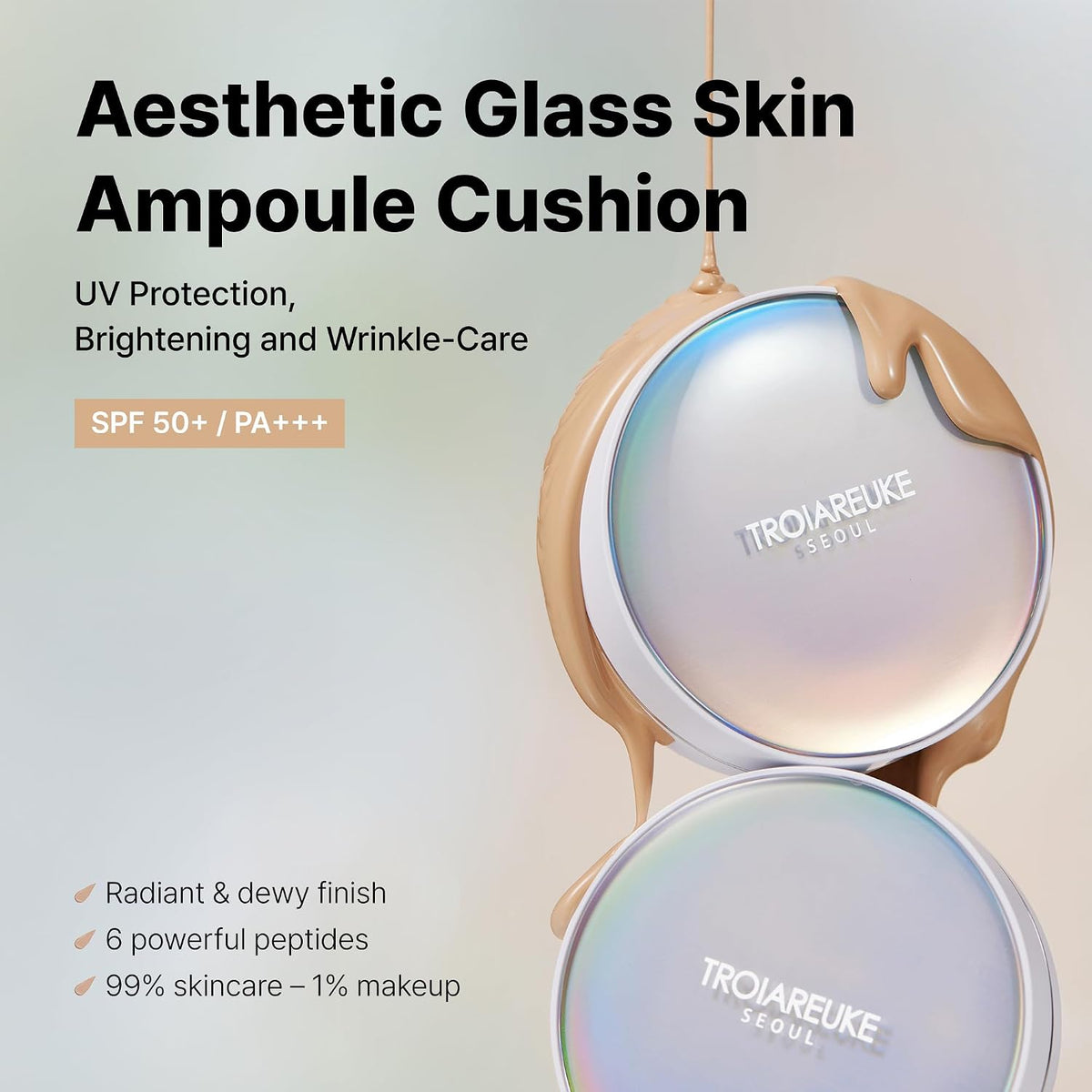 TROIAREUKE Seoul Bridal Cushion Foundation(21,Pink Beige), Korean Cushion