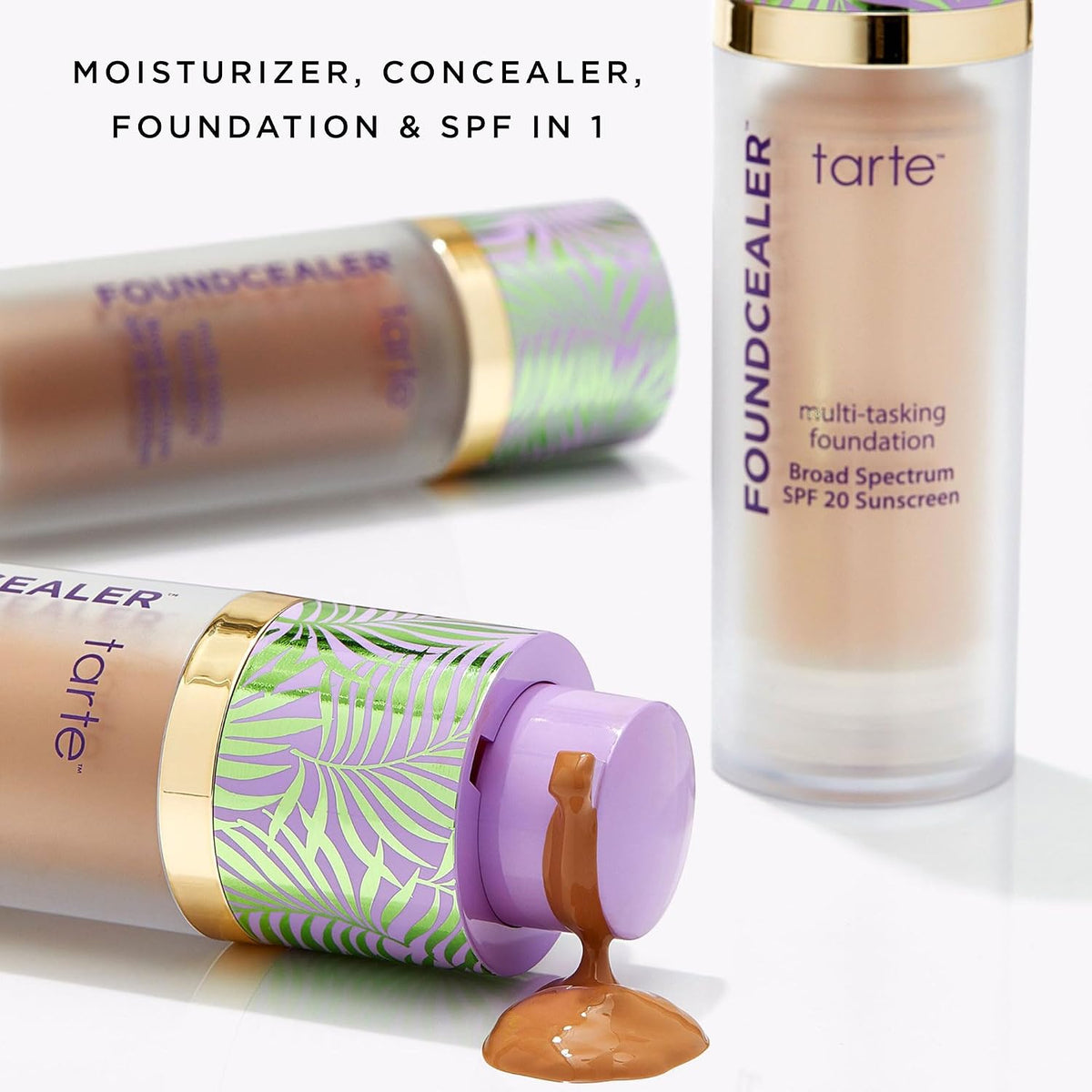 tarte Babassu Foundcealer Dewy Foundation Broad Spectrum SPF 20 Sunscreen – Foundation & Concealer in 1 with SPF, Vegan Skincare Makeup with Radiant Buildable Medium Coverage, Cruelty Free