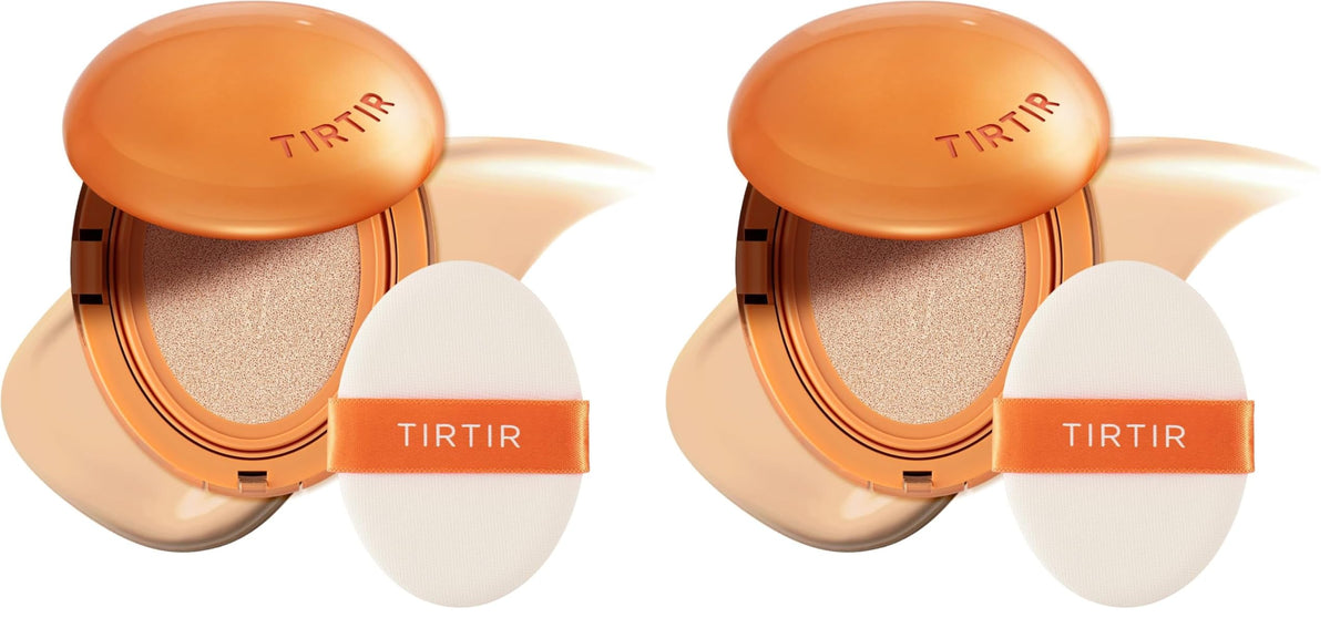 TIRTIR Mask Fit Ai Filter Cushion Foundation | AI-Like Semi-Matte Finish - Up to 72-Hour Medium to Full Coverage Korean BB Cushion Make up Beauty, #21N Ivory, 0.63 Fl Oz