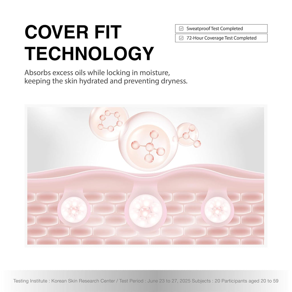 VIDIVICI Black Perfection Cover Fit Cushion | Flawless Slim Coverage Cushion Foundation, Korean Makeup, Sweat-Resistant, Semi-Matte Finish, Long-Lasting, Bulidable, 0.45 Oz. (No. 19N Porcelain)