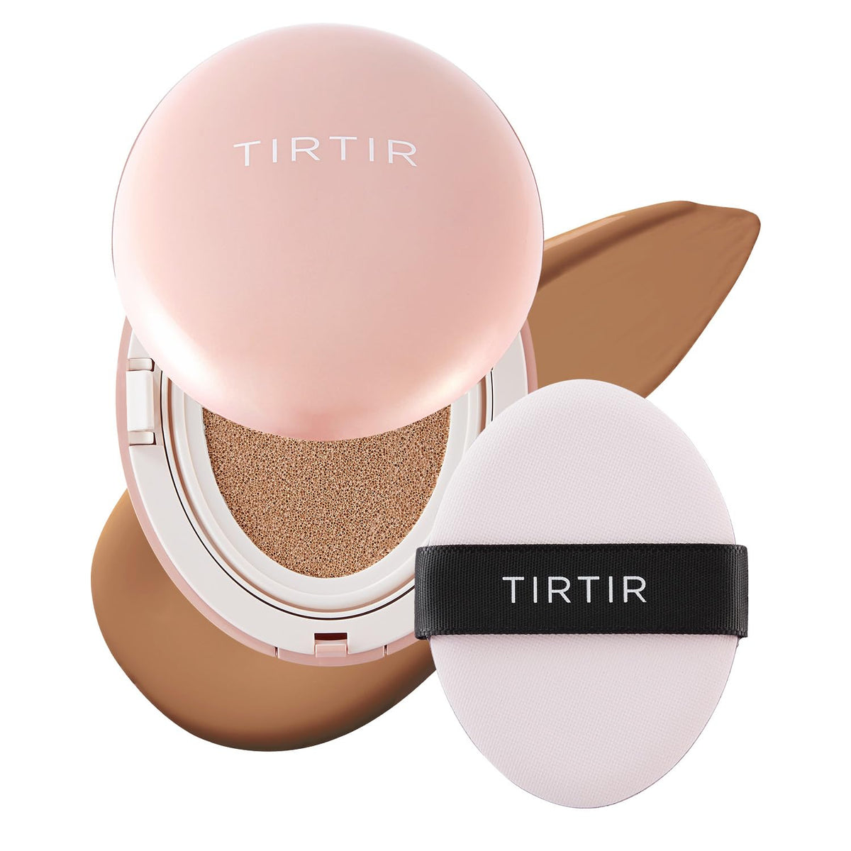 TIRTIR Mask Fit All Cover Pink Cushion Foundation | High coverage, Velvety Matte Finish, Lightweight, Flawless, Corrects Redness, Korean Cushion (#15C Fair Porcelain, Full Size, 0.63 Fl Oz)