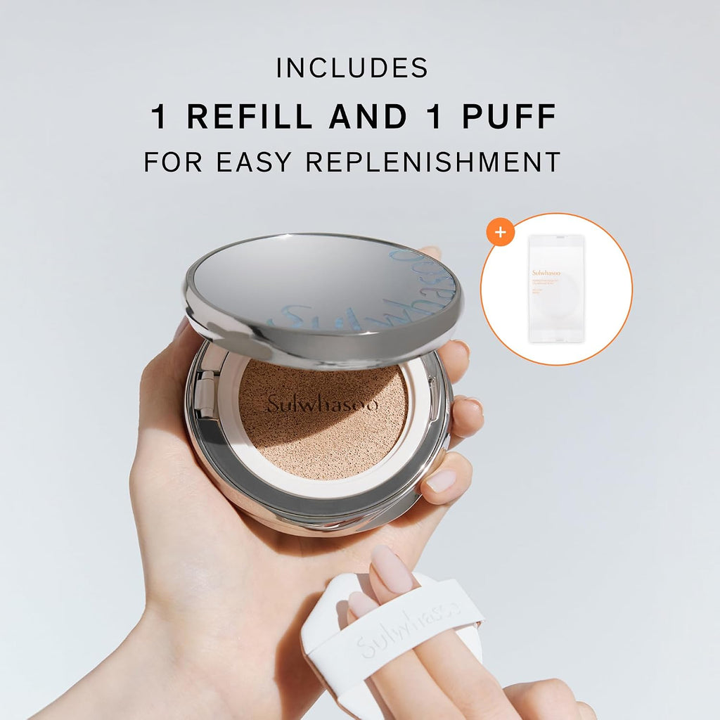 Sulwhasoo Perfecting Cushion SPF 46 Foundation | Korean Cushion Foundation with Medium Coverage | Evens Skin Tone & Blurs Imperfections | Hydrating Semi Matte Finish for Radiant Skin