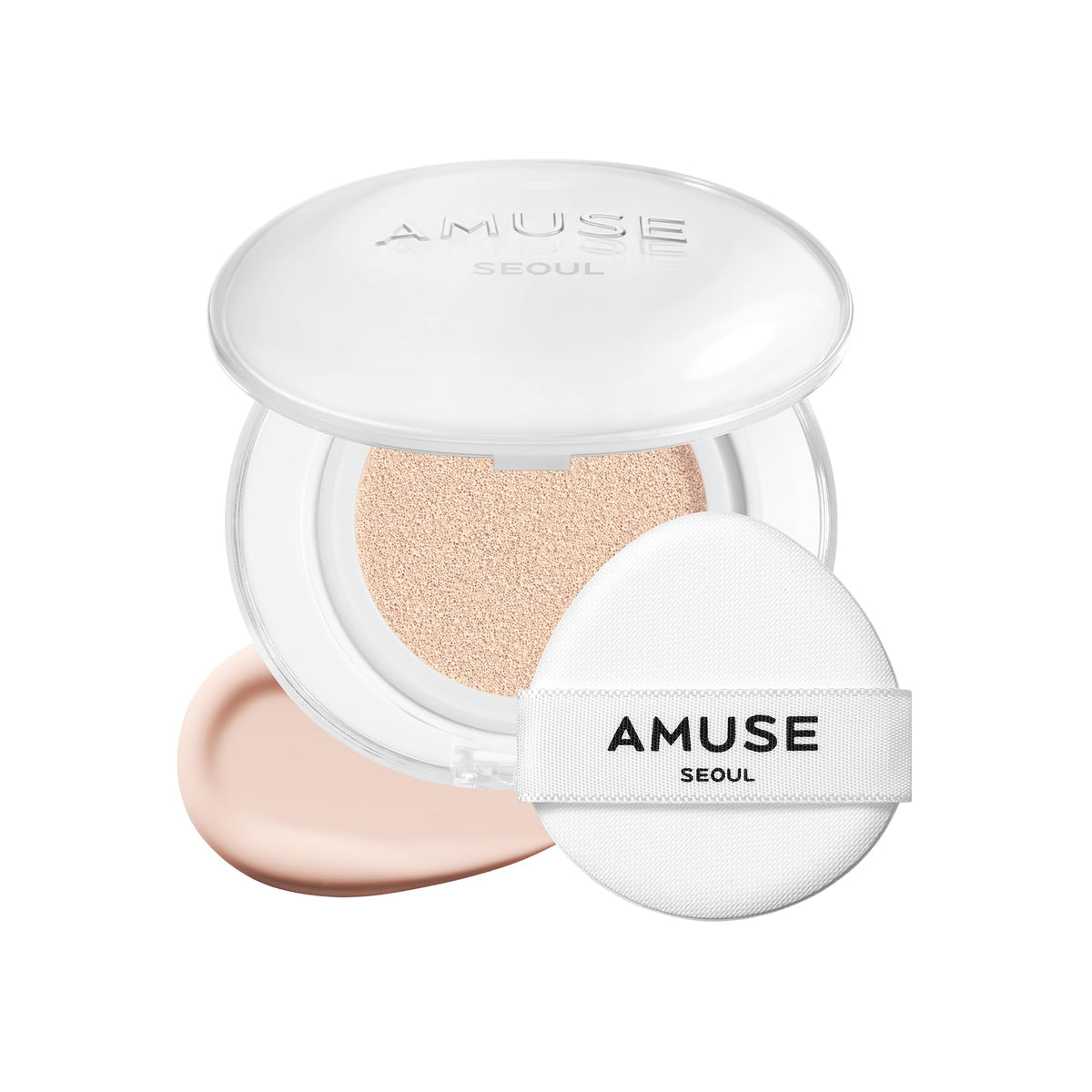 AMUSE SEOUL Ceramic Skin Perfector Cushion Foundation (02 VANILLA), Flawless Coverage, Semi Matte Glow, Long Lasting, Lightweight Satin Finish, Vegan, Korean Beauty Makeup (15g)
