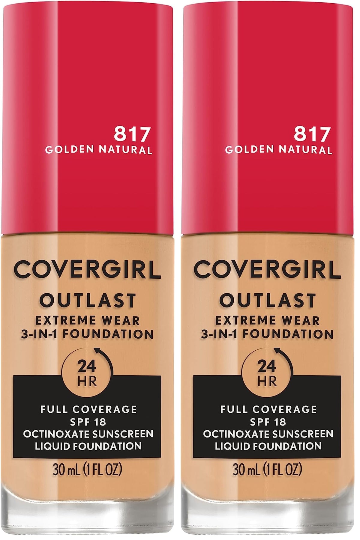 Covergirl Outlast Extreme Wear 3-in-1 Full Coverage Liquid Foundation, SPF 18 Sunscreen, Ivory, 1 Fl. Oz.