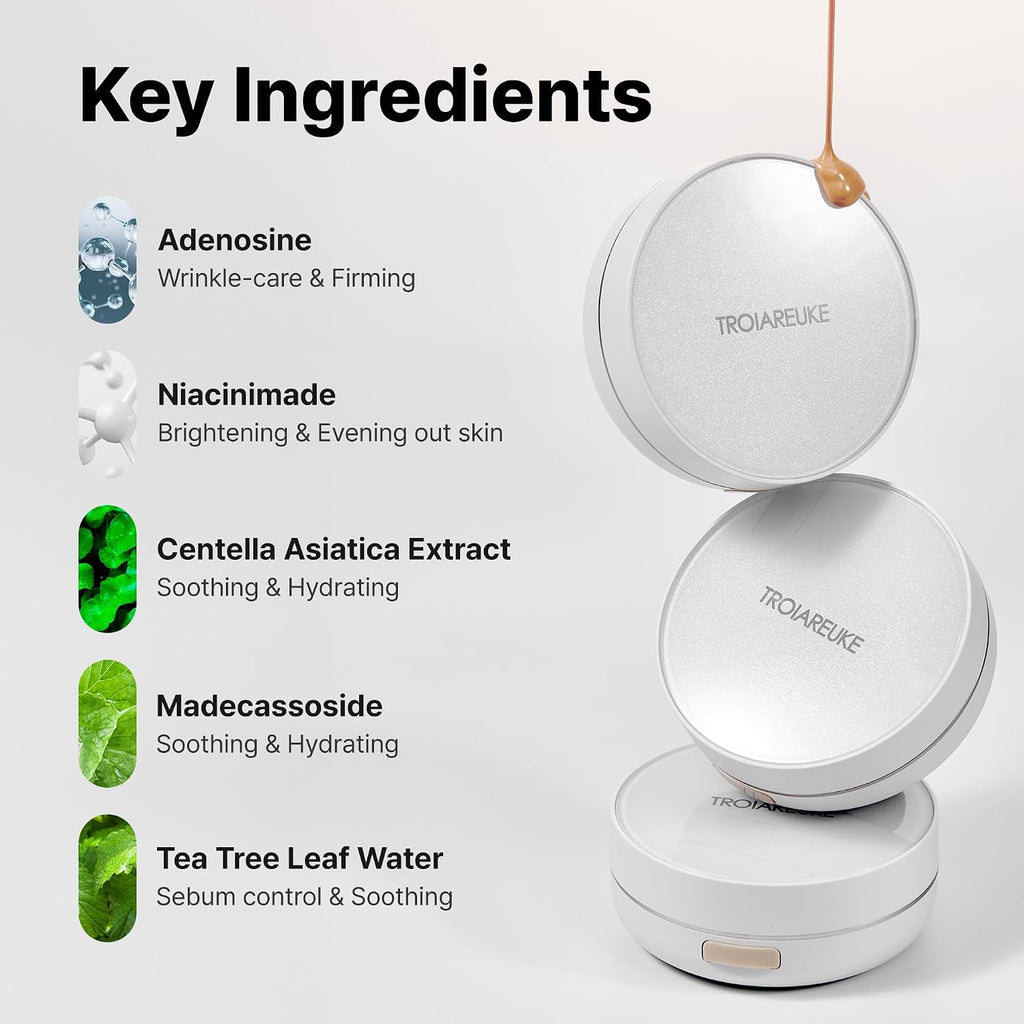 TROIAREUKE A+ Cushion Foundation(Shade 23), Natural Coverage,Korean Cushion
