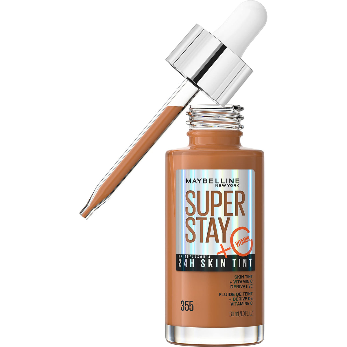 Maybelline Super Stay Up to 24HR Skin Tint, Radiant Light-to-Medium Coverage Foundation, Makeup Infused With Vitamin C, 118, 1 Count