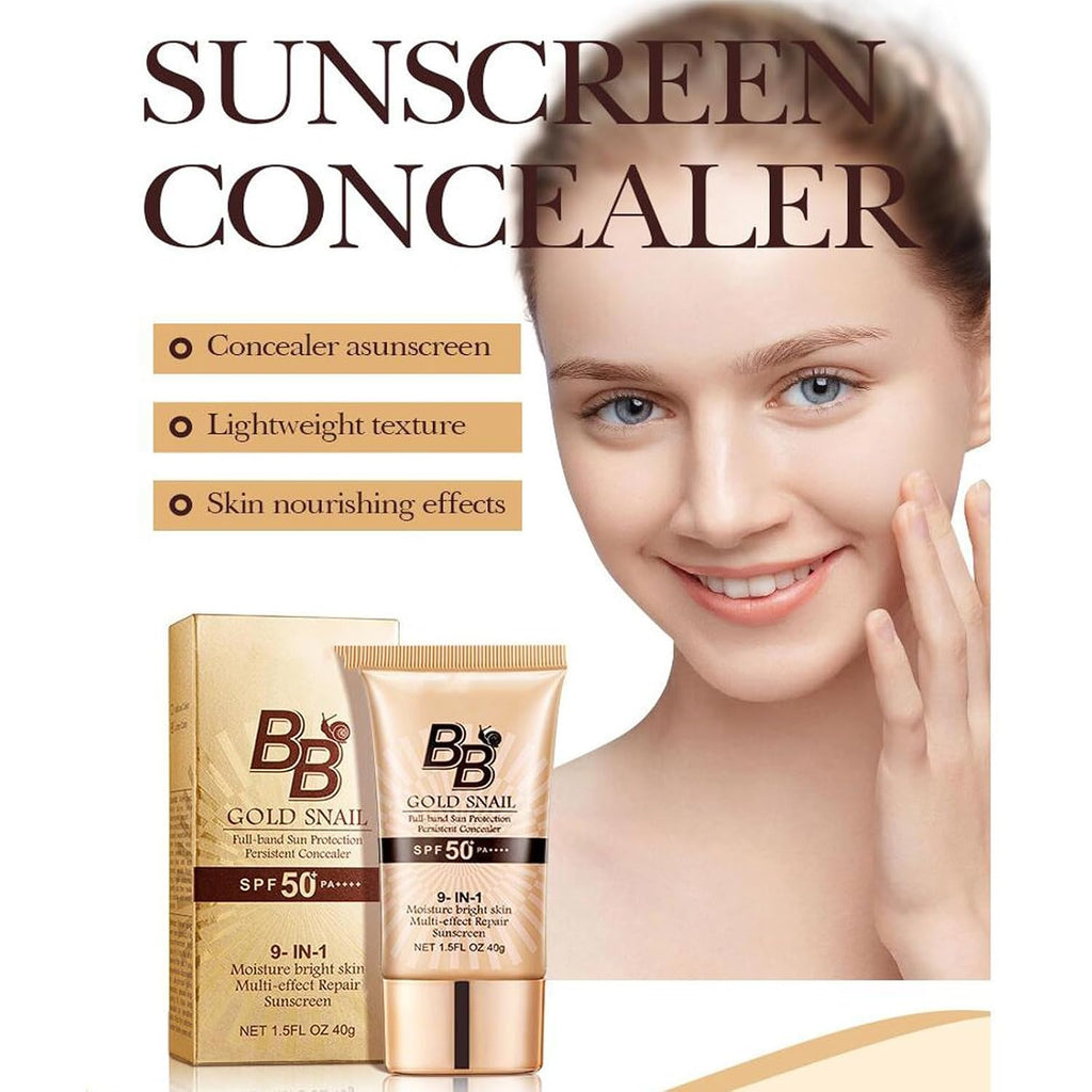 Snail BB Cream SPF 50 Foundation, Tinted Moisturizer for Face with SPF 50 Colour Correcting Self Adjusting for Mature Skin Lightweight Long-Lasting Buildable Coverage Foundation, 2PCS