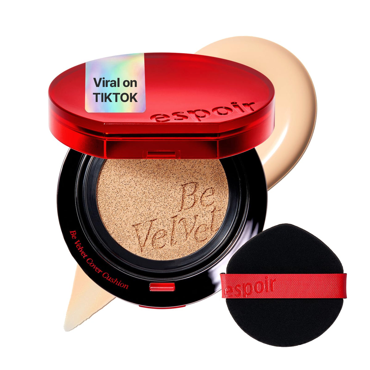 ESPOIR Be Velvet Cushion Foundation #23 Beige | Quick and Easy Coverage with Long-lasting Color by Zero Oxidation, Velvety Smooth Finish & Lightweight Formula, Vegan, Korean Makeup, 0.46 oz