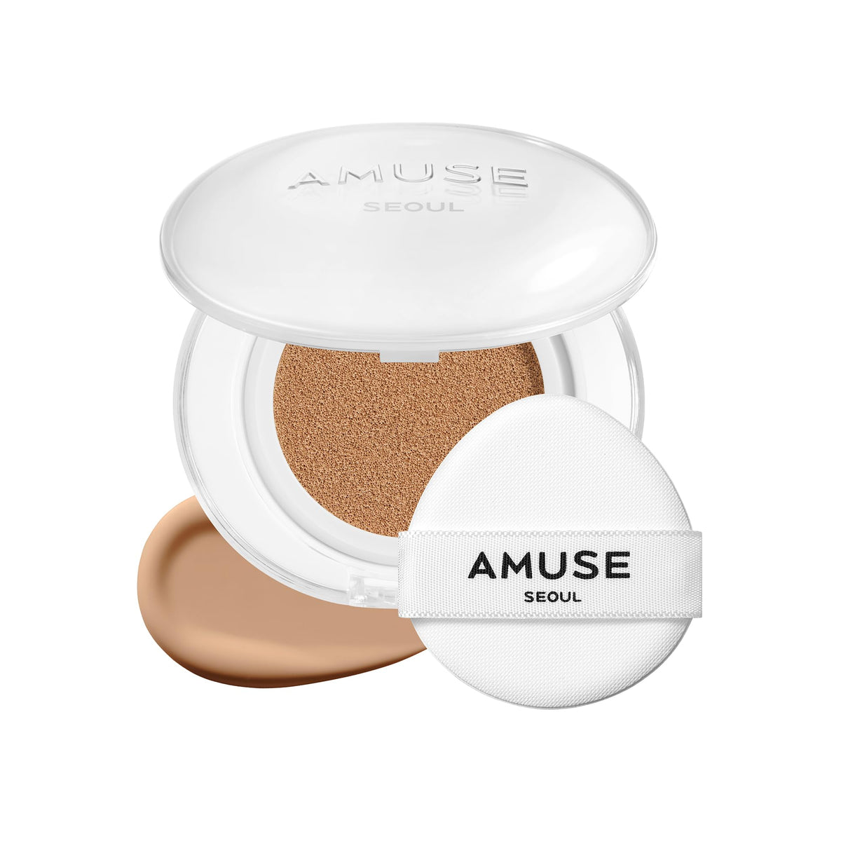 AMUSE SEOUL Ceramic Skin Perfector Cushion Foundation (02 VANILLA), Flawless Coverage, Semi Matte Glow, Long Lasting, Lightweight Satin Finish, Vegan, Korean Beauty Makeup (15g)