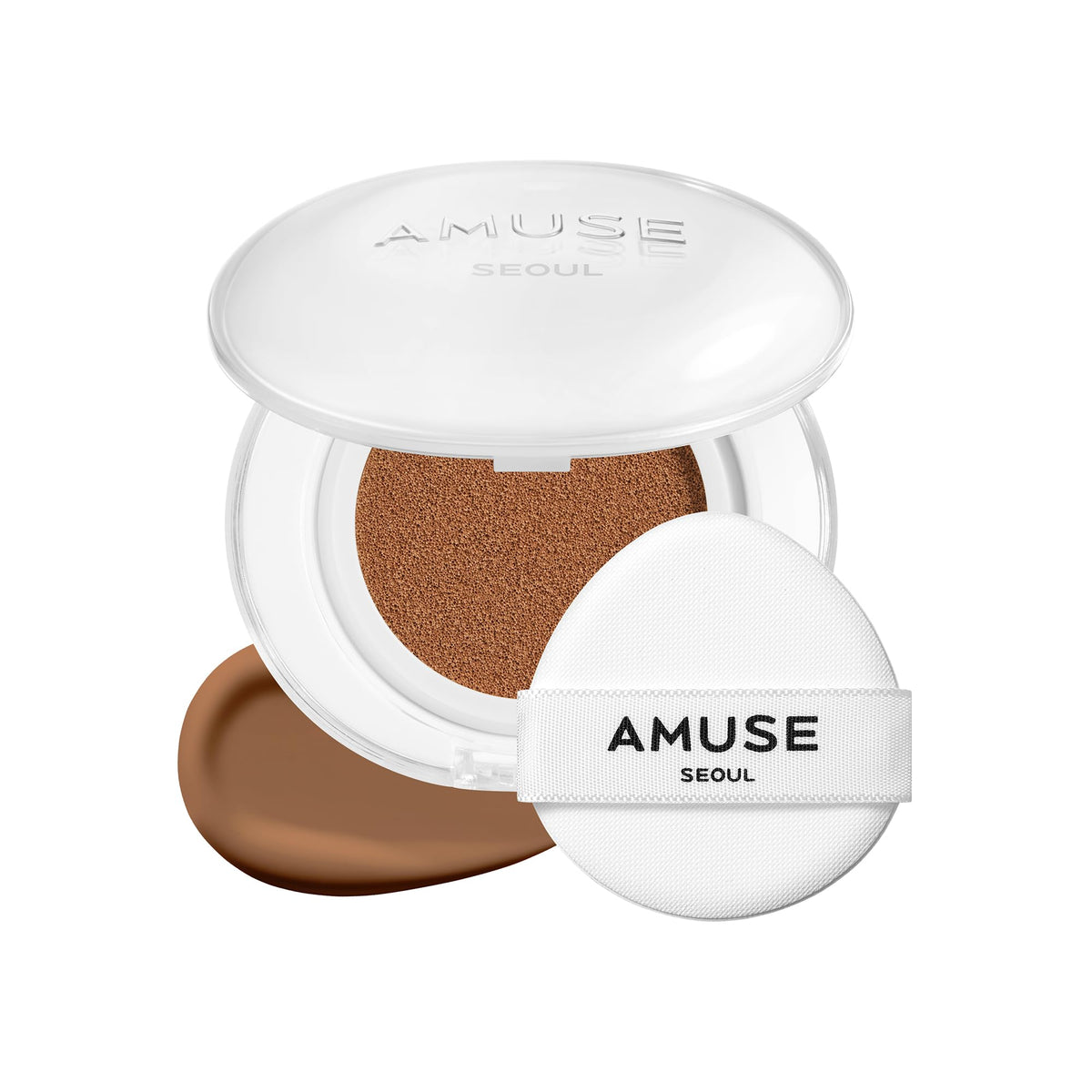AMUSE SEOUL Ceramic Skin Perfector Cushion Foundation (02 VANILLA), Flawless Coverage, Semi Matte Glow, Long Lasting, Lightweight Satin Finish, Vegan, Korean Beauty Makeup (15g)
