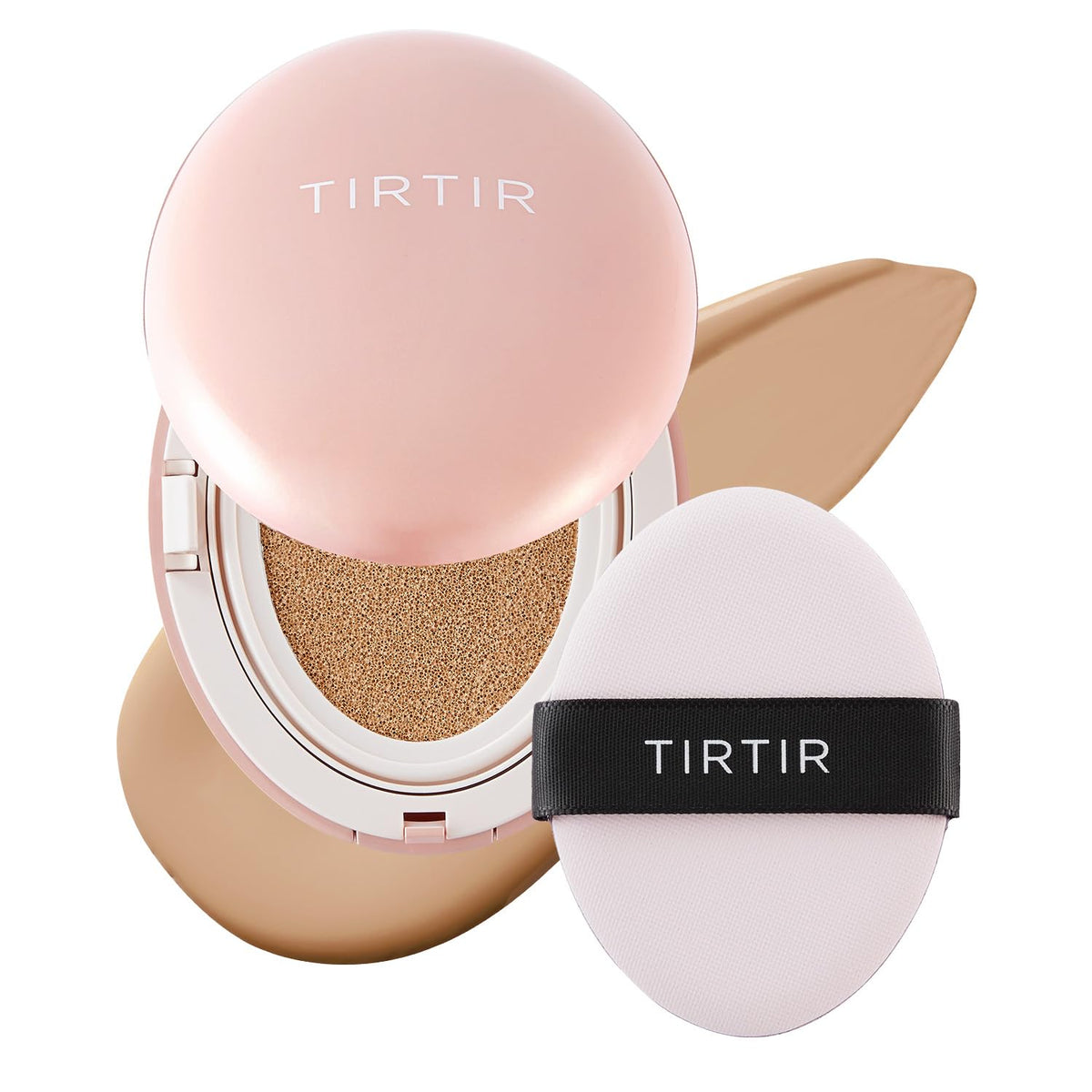 TIRTIR Mask Fit All Cover Pink Cushion Foundation | High coverage, Velvety Matte Finish, Lightweight, Flawless, Corrects Redness, Korean Cushion (#15C Fair Porcelain, Full Size, 0.63 Fl Oz)