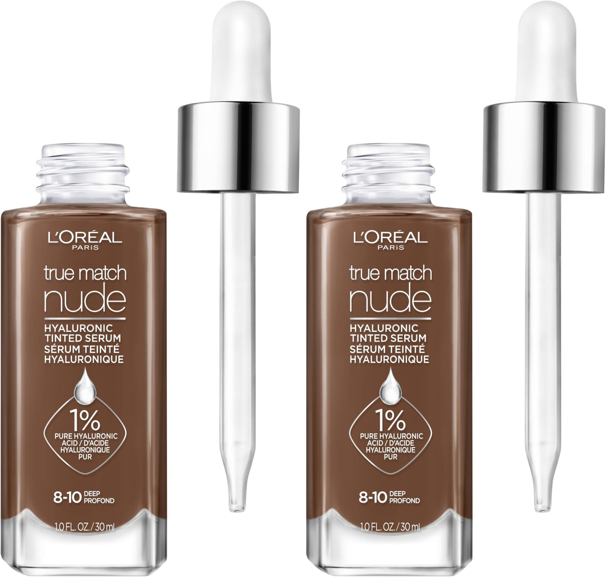 L'Oreal Paris True Match Nude Hyaluronic Tinted Serum Foundation with 1% Hyaluronic acid, Light 2-3, 1 fl. oz.