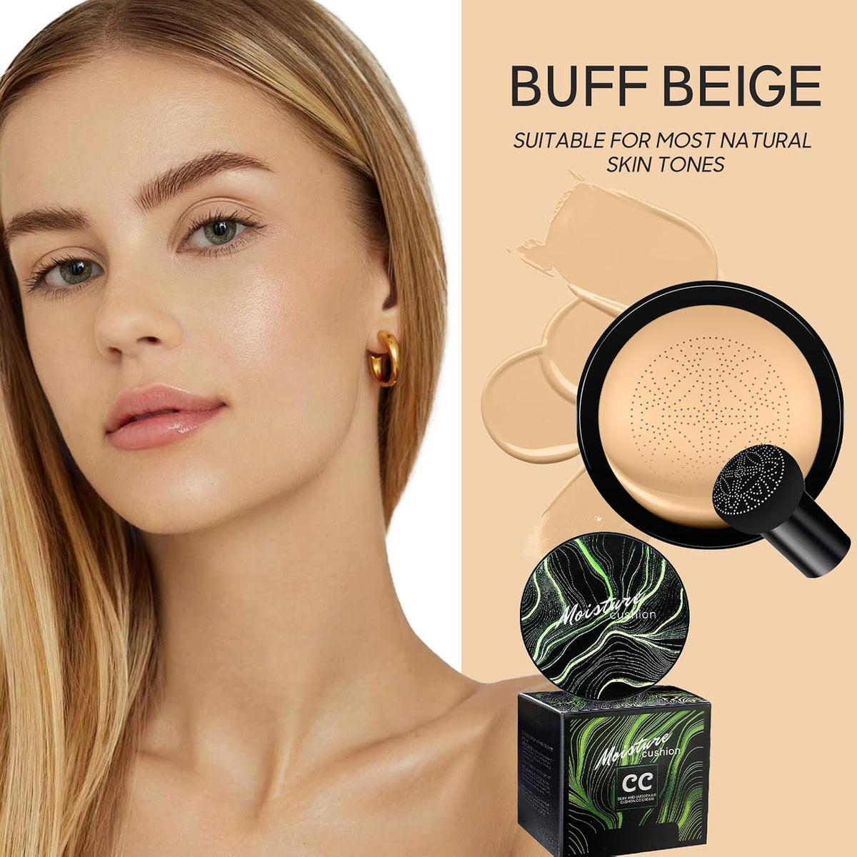 Cushion Foundation for Women CC Cream Concealer Waterproof Buff Beige