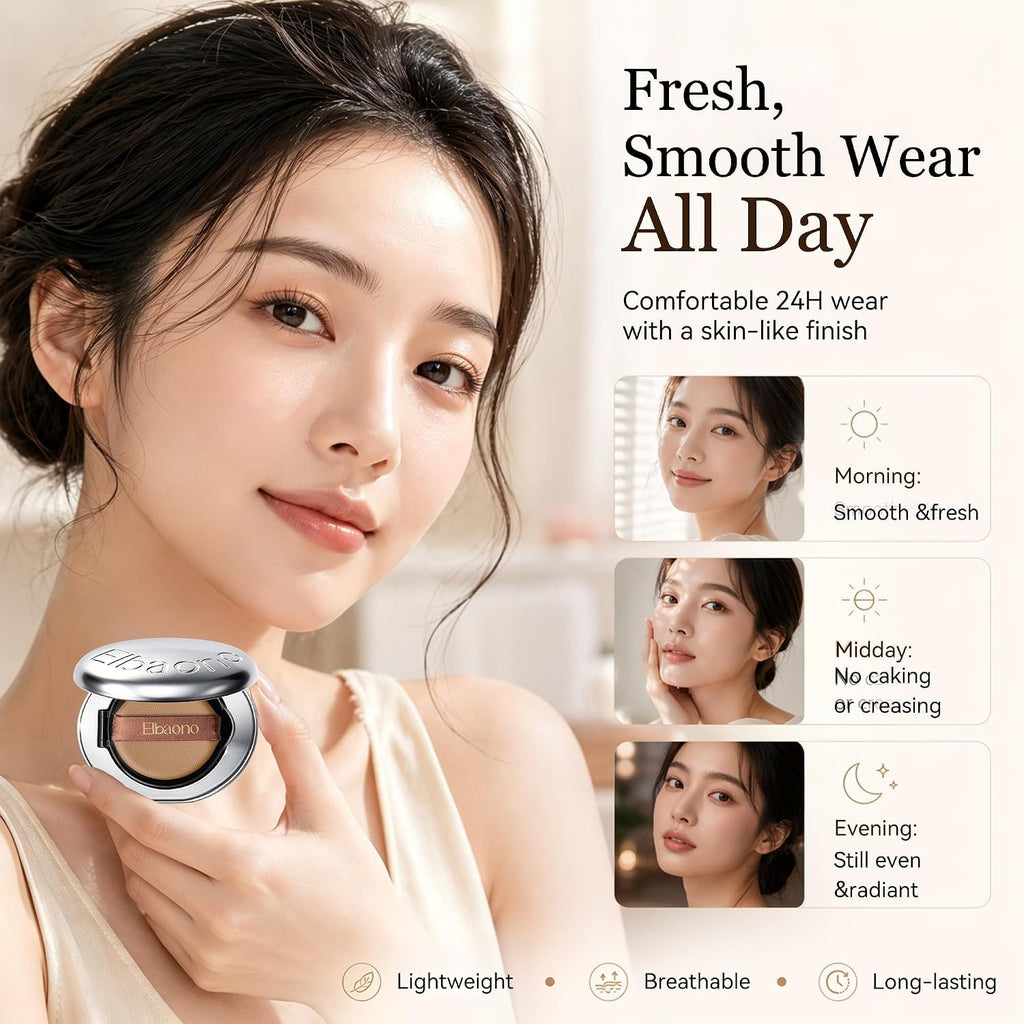 Korean Cushion Foundation Compact with Refill, Skincare-Infused Collagen Face Makeup, Radiant Lightweight Buildable Coverage, #23 Natural White