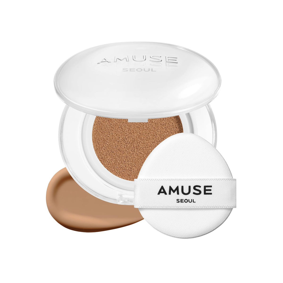 AMUSE SEOUL Ceramic Skin Perfector Cushion Foundation (02 VANILLA), Flawless Coverage, Semi Matte Glow, Long Lasting, Lightweight Satin Finish, Vegan, Korean Beauty Makeup (15g)
