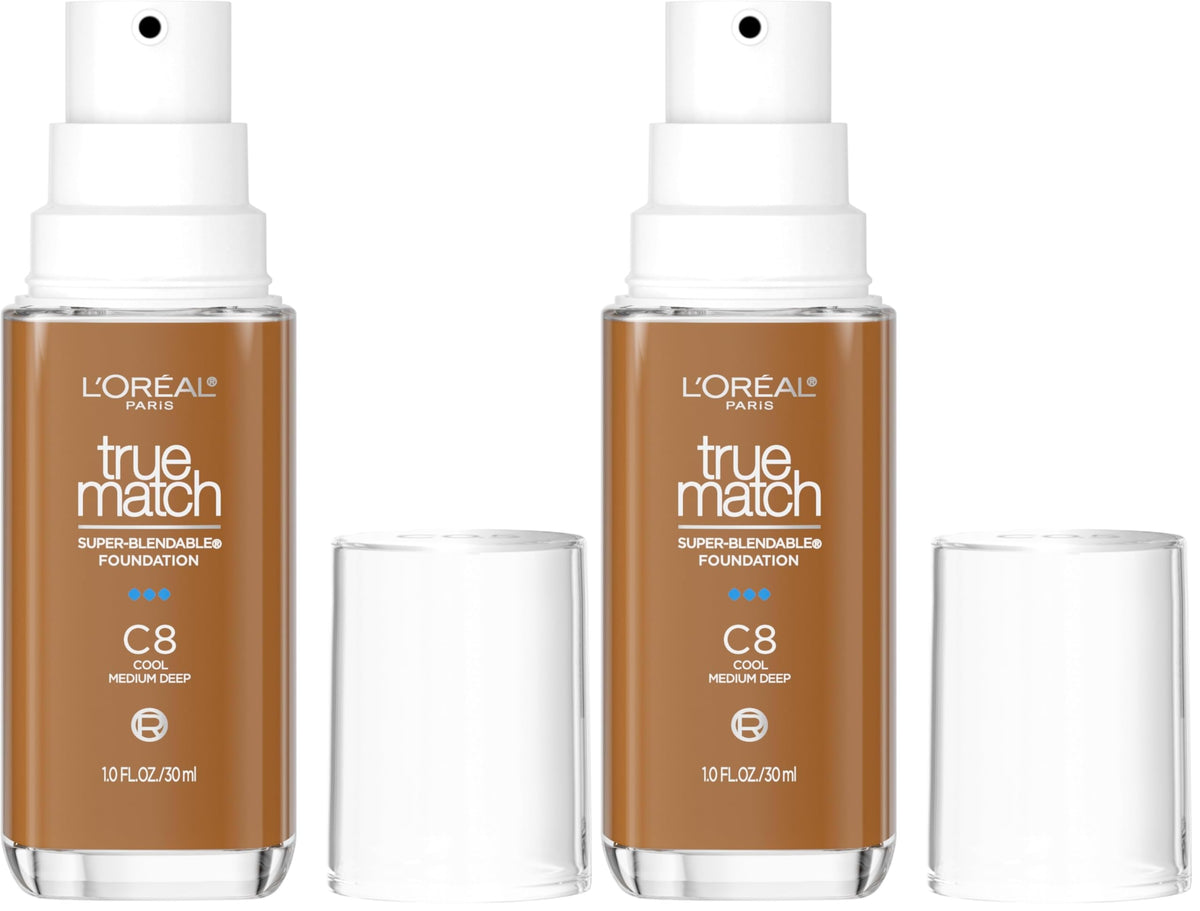 L'Oreal Paris True Match Super-Blendable Foundation, Medium Coverage Liquid Foundation Makeup, N3, Light Medium, 1 Fl Oz