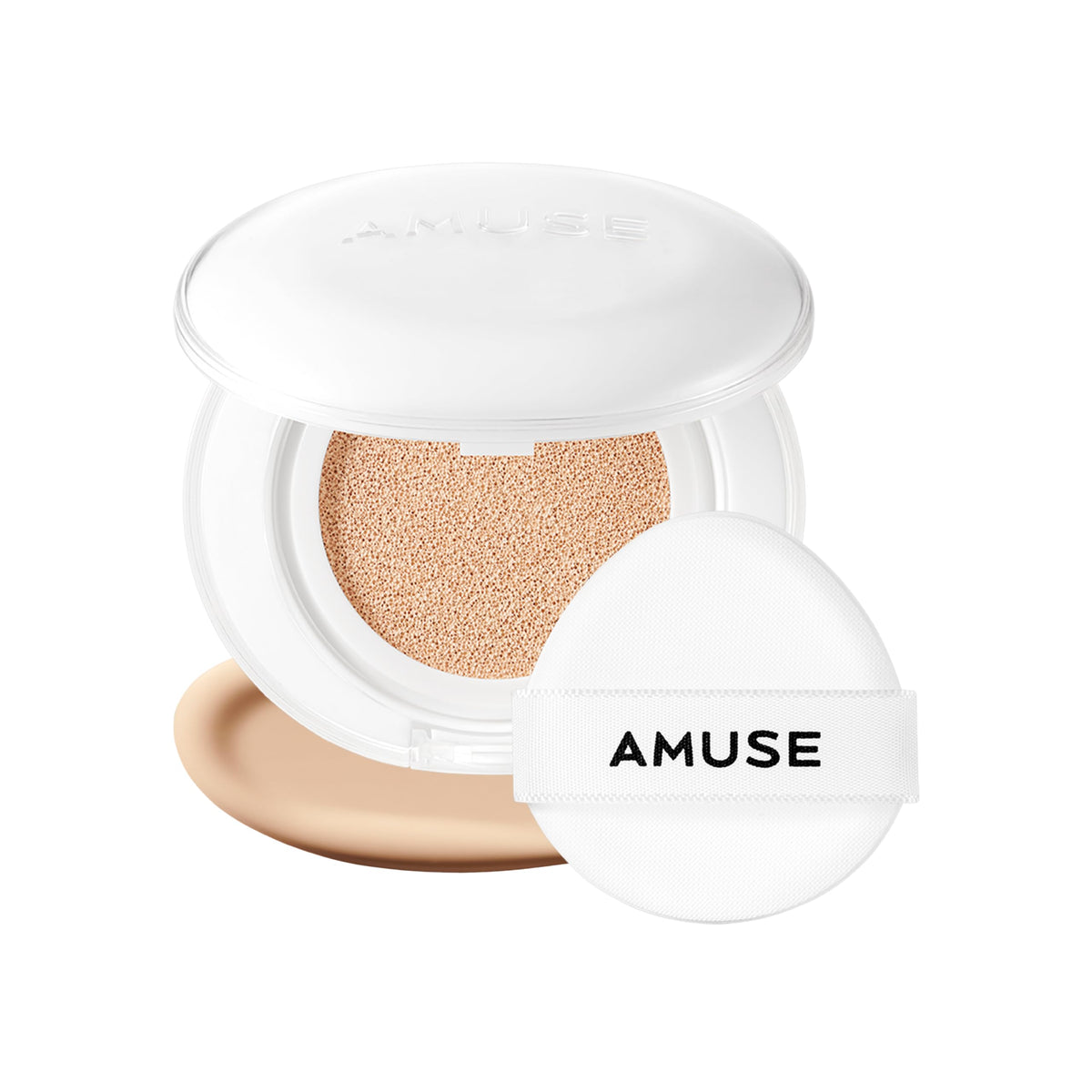 AMUSE SEOUL Ceramic Skin Perfector Cushion Foundation (02 VANILLA), Flawless Coverage, Semi Matte Glow, Long Lasting, Lightweight Satin Finish, Vegan, Korean Beauty Makeup (15g)