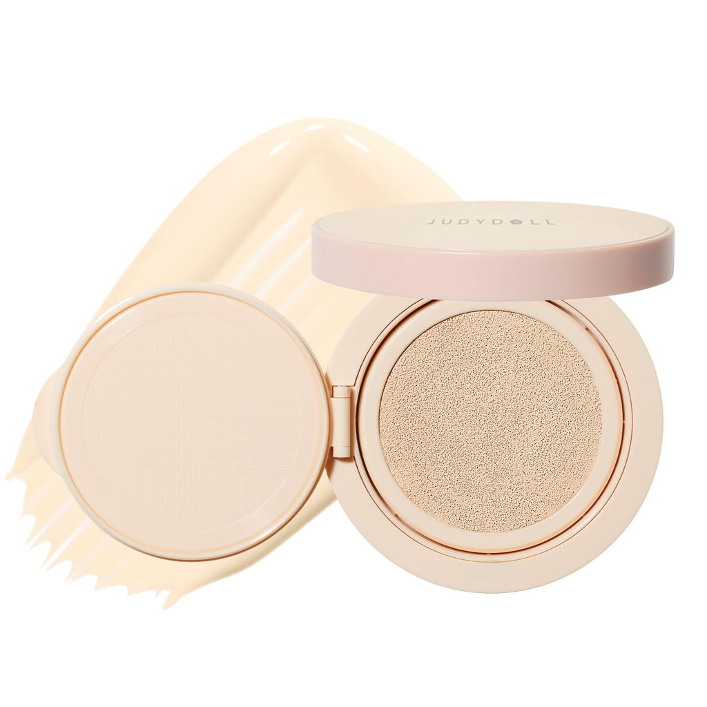 JUDYDILL Moisturizing Cushion Foundation- Hydrating with 80% Essence, Natural & Flawless Coverage, Dewy Finish, Concealing Power, Non-drying, Easy Application for Fair Skin Types (N10 Cool Fair Skin)