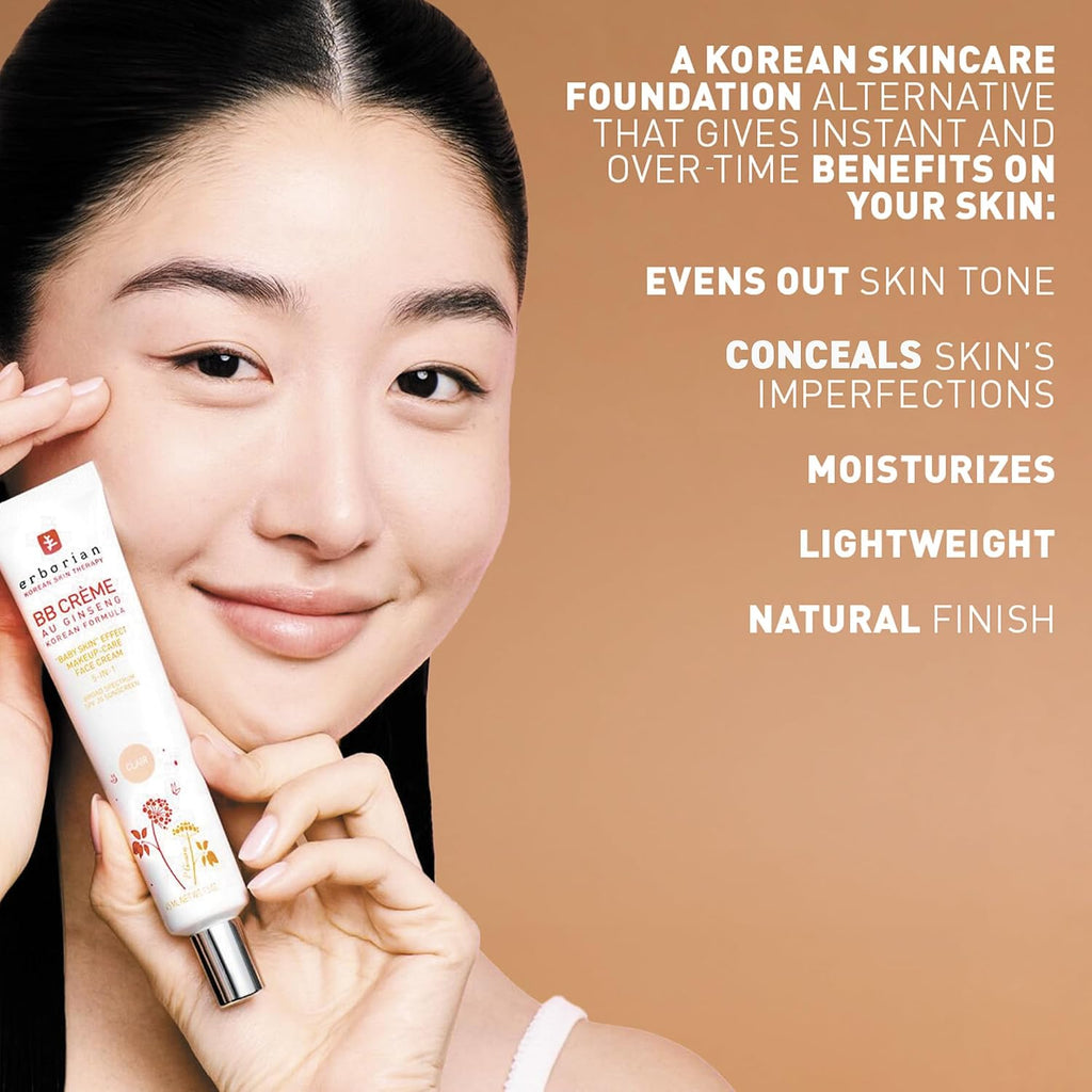 Erborian BB Cream SPF 20, Tone-Evening, Korean Skincare Makeup Hybrid
