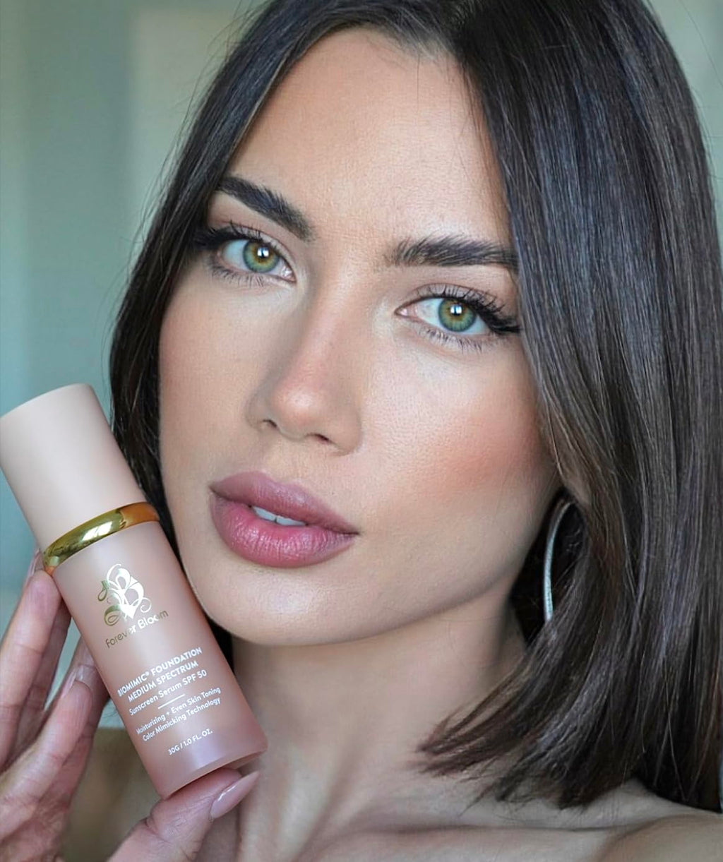 Bio Mimic Foundation Medium Spectrum by Forever Bloom; Protecting from Sun with SPF50; Foundation for Gym, Sports, Dancing Makeup for Mature & Sensitive Skin, Natural Finish Made in USA