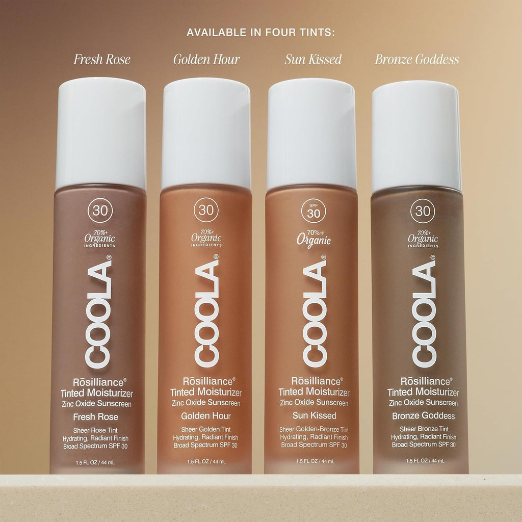 COOLA Organic Rosilliance Tinted Moisturizer with SPF 30, Dermatologist Tested, 1.5 FL Oz